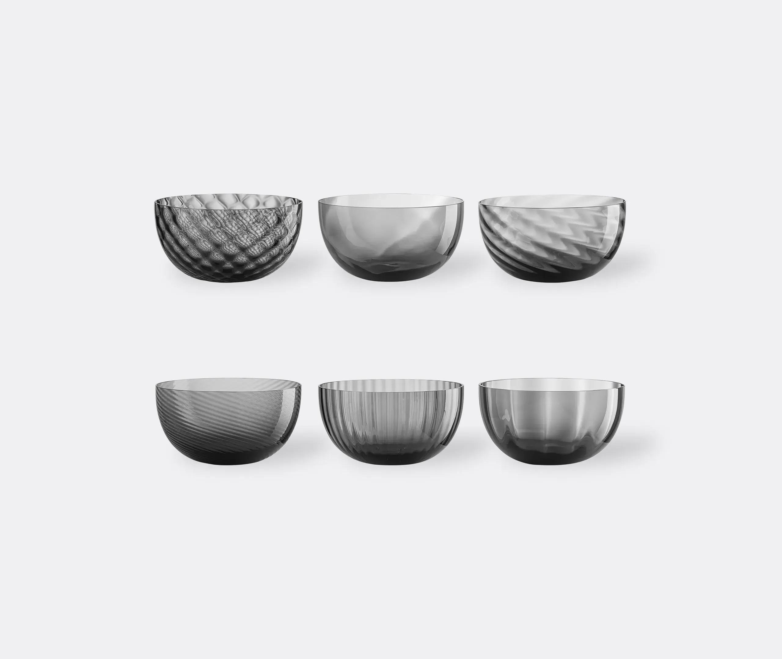 6-Piece Cup Set Assorted Textures - Grey, Glass