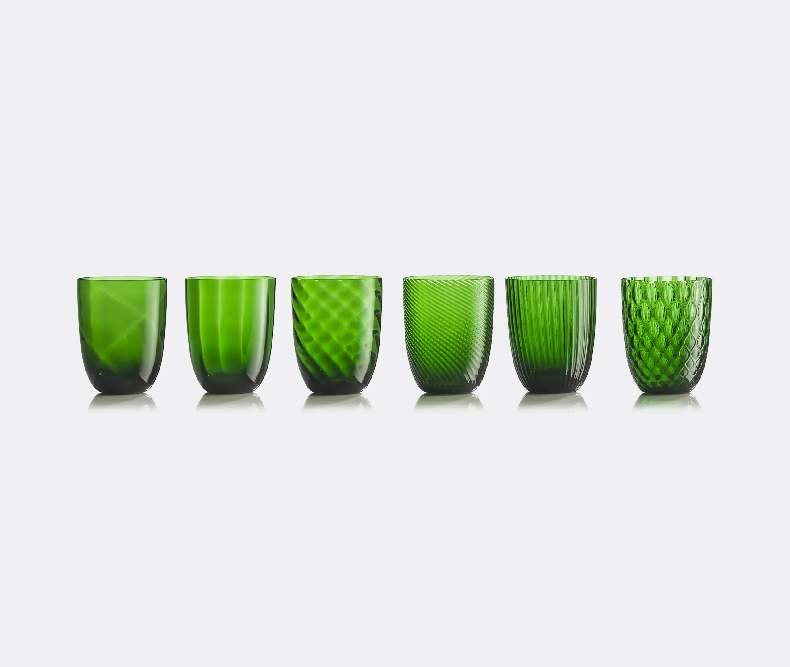 6-Piece Water Glass Set - Green, Glass