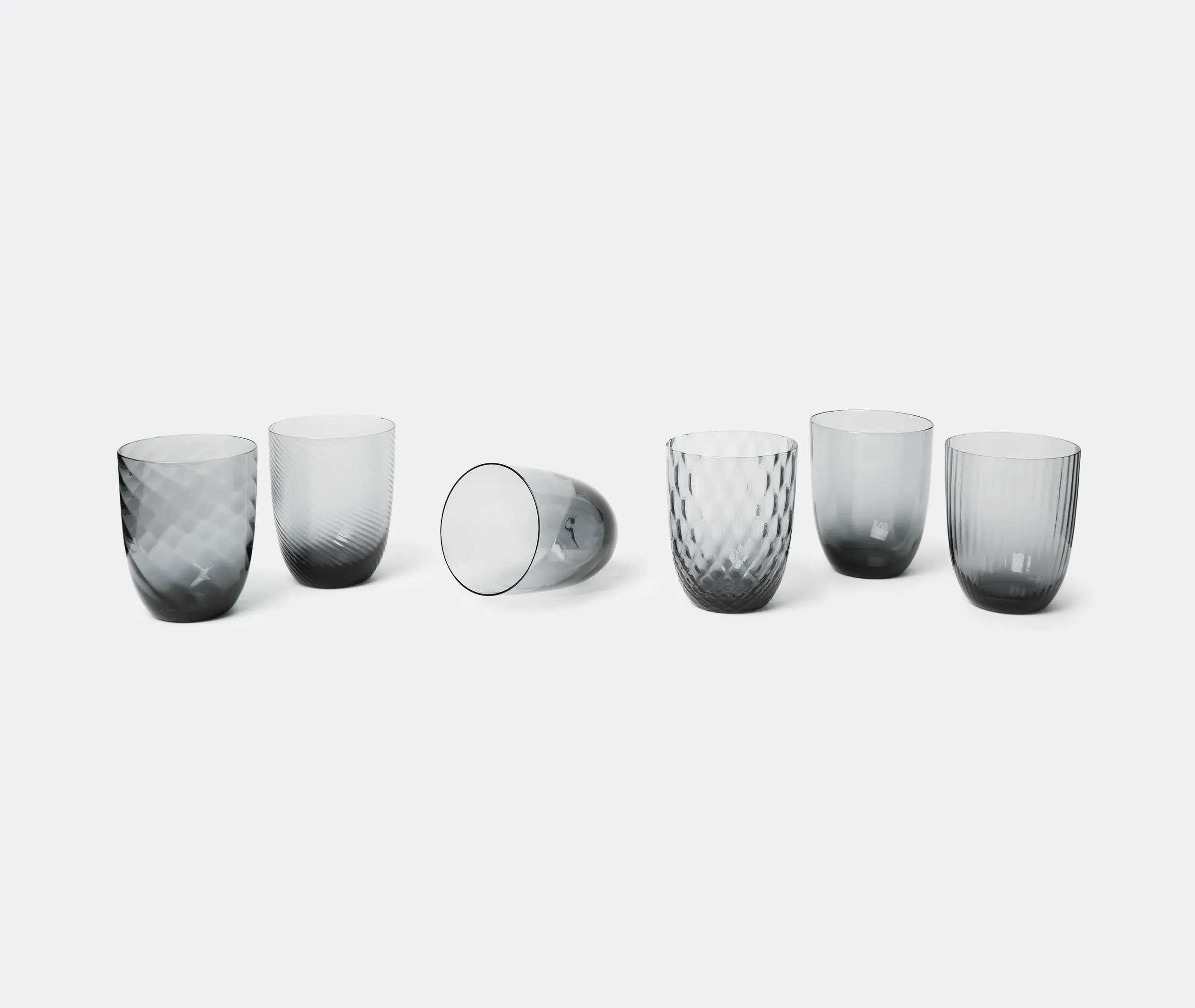 6-Piece Water Glass Set - Grey, Glass