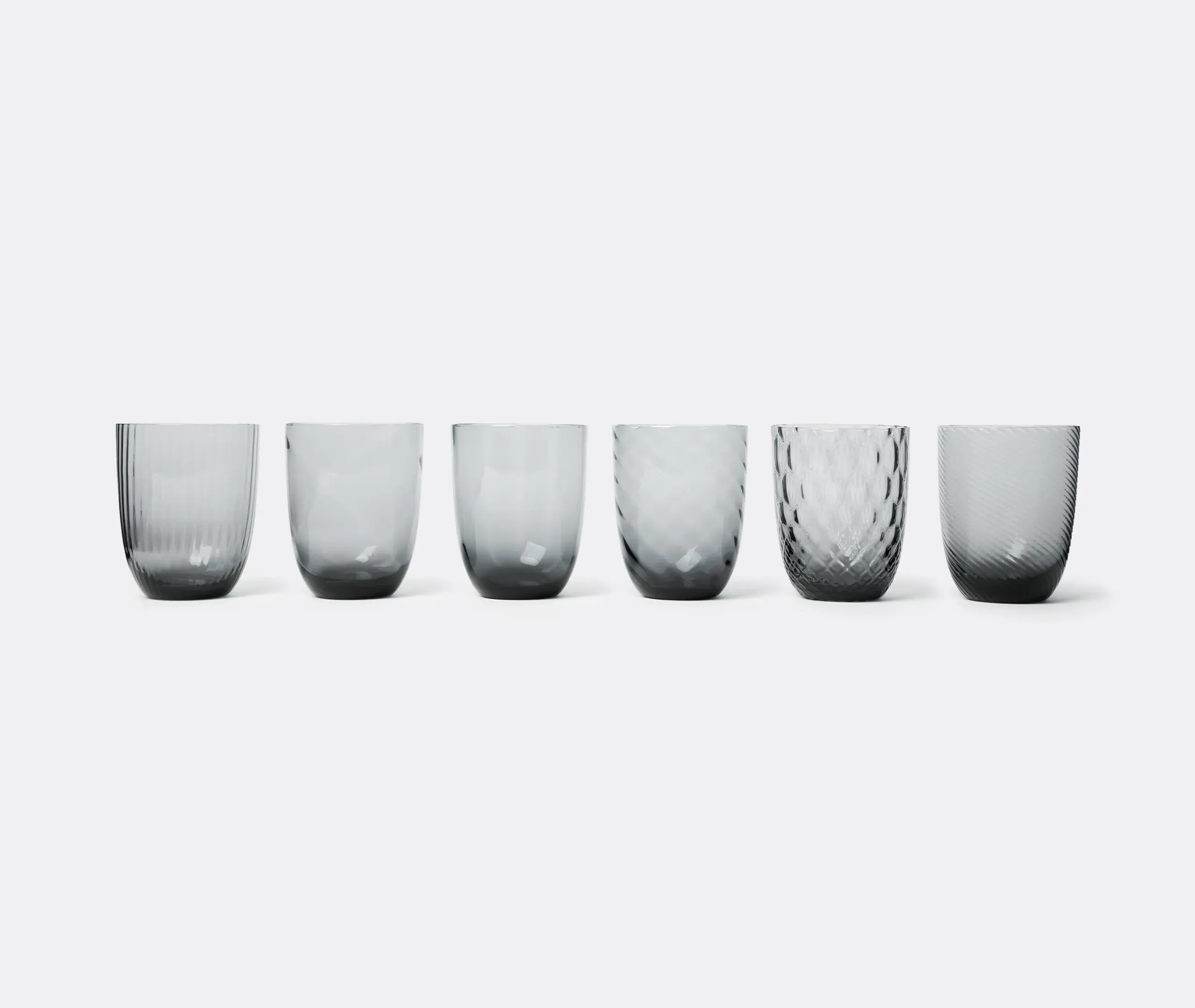 6-Piece Water Glass Set - Grey, Glass