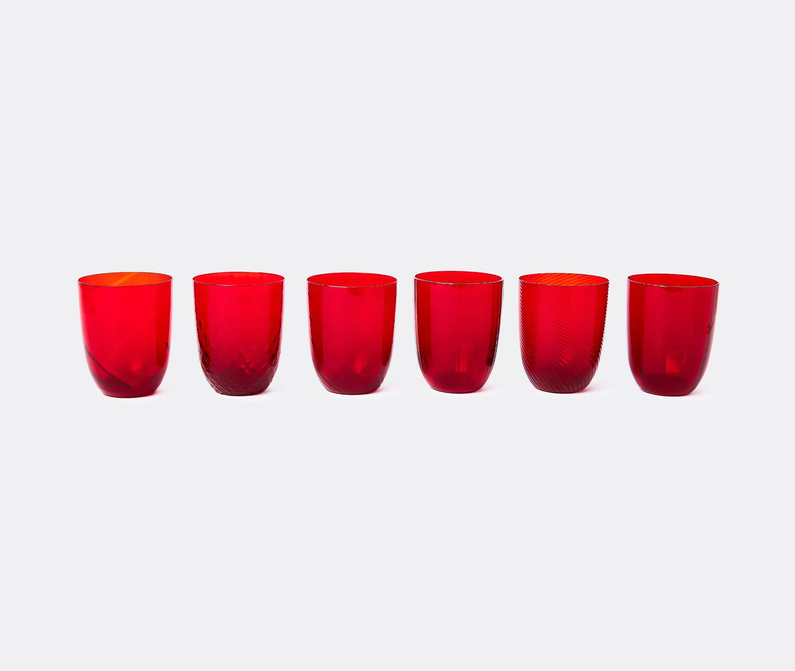6-Piece Water Glass Set - Red, Glass
