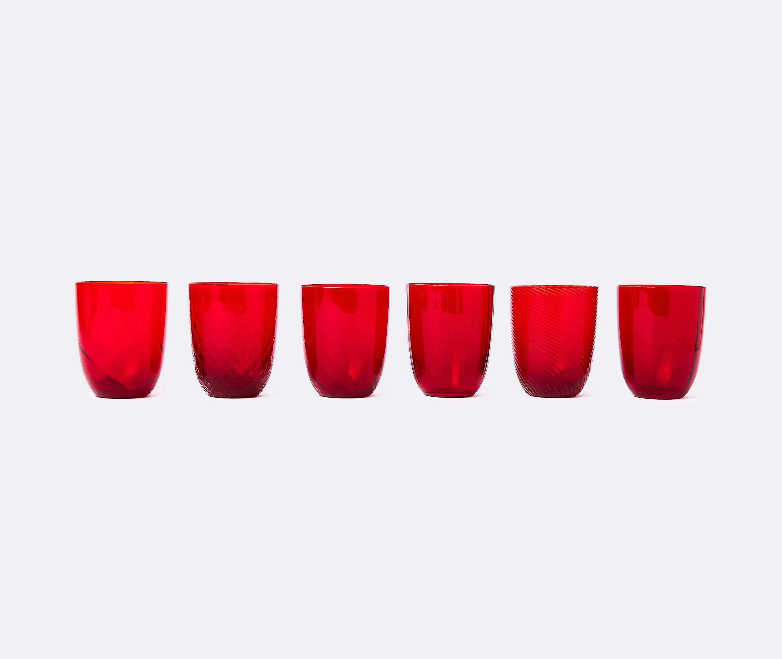 6-Piece Water Glass Set - Red, Glass