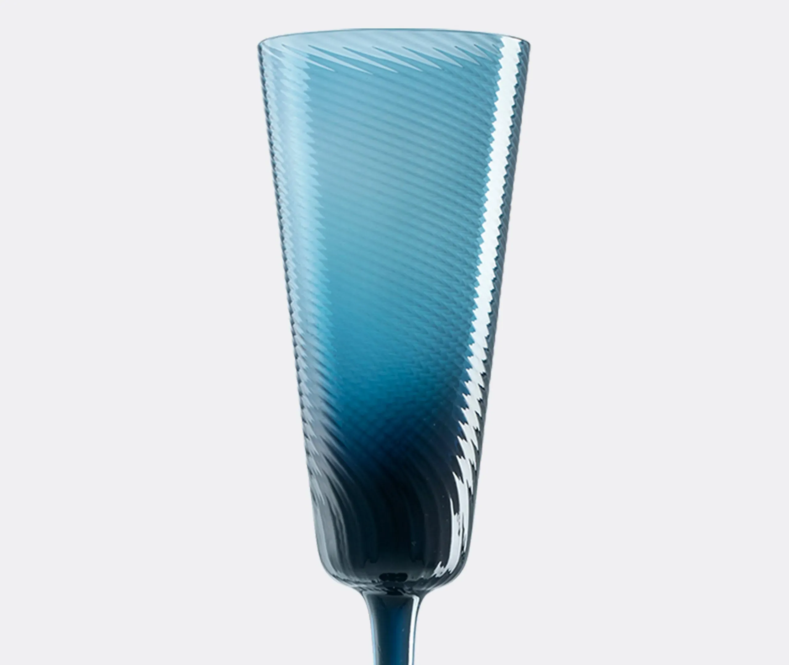 Champagne Flute with Textured Surface - Blue Glass