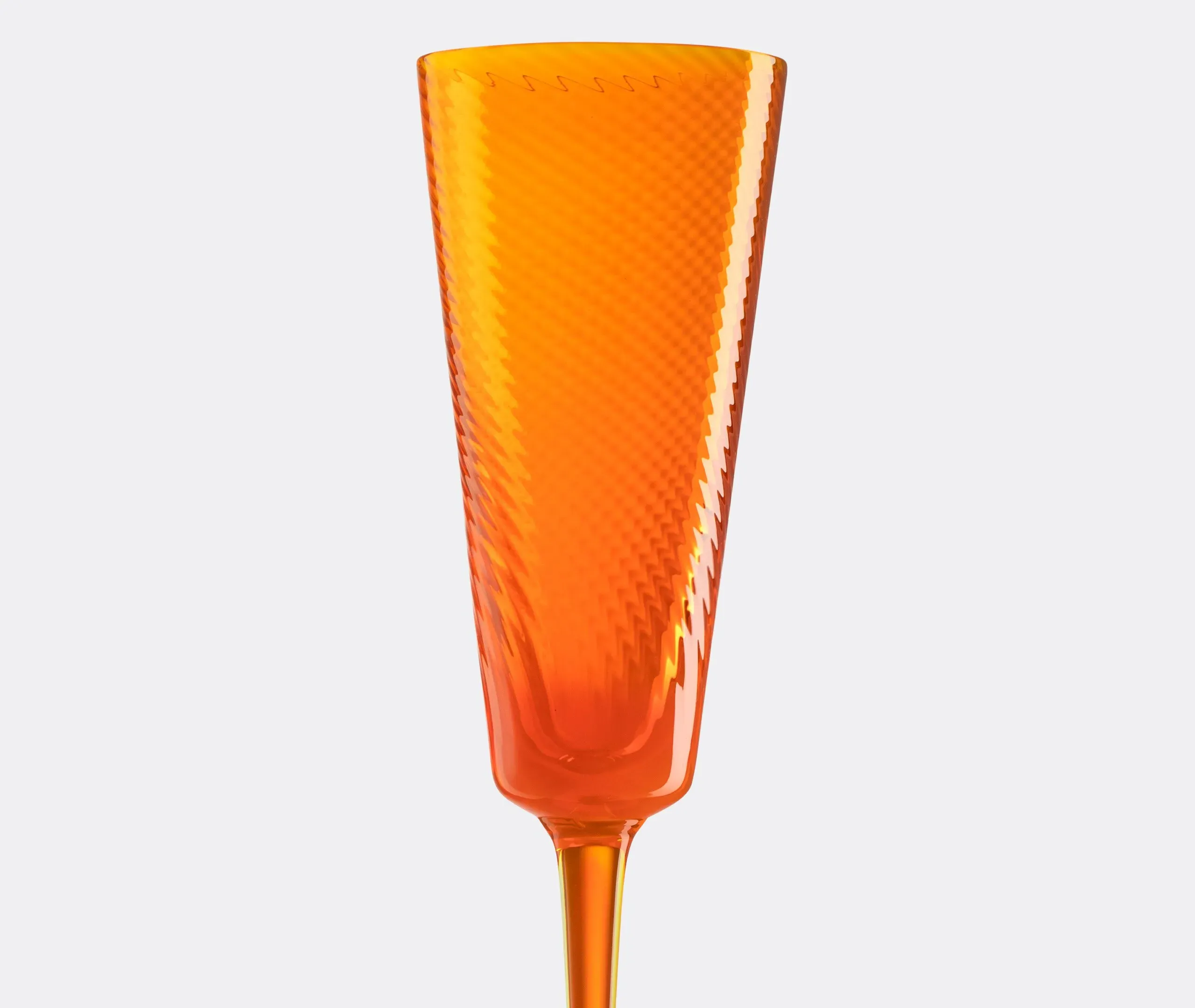 Champagne Flute with Textured Surface - Orange Glass