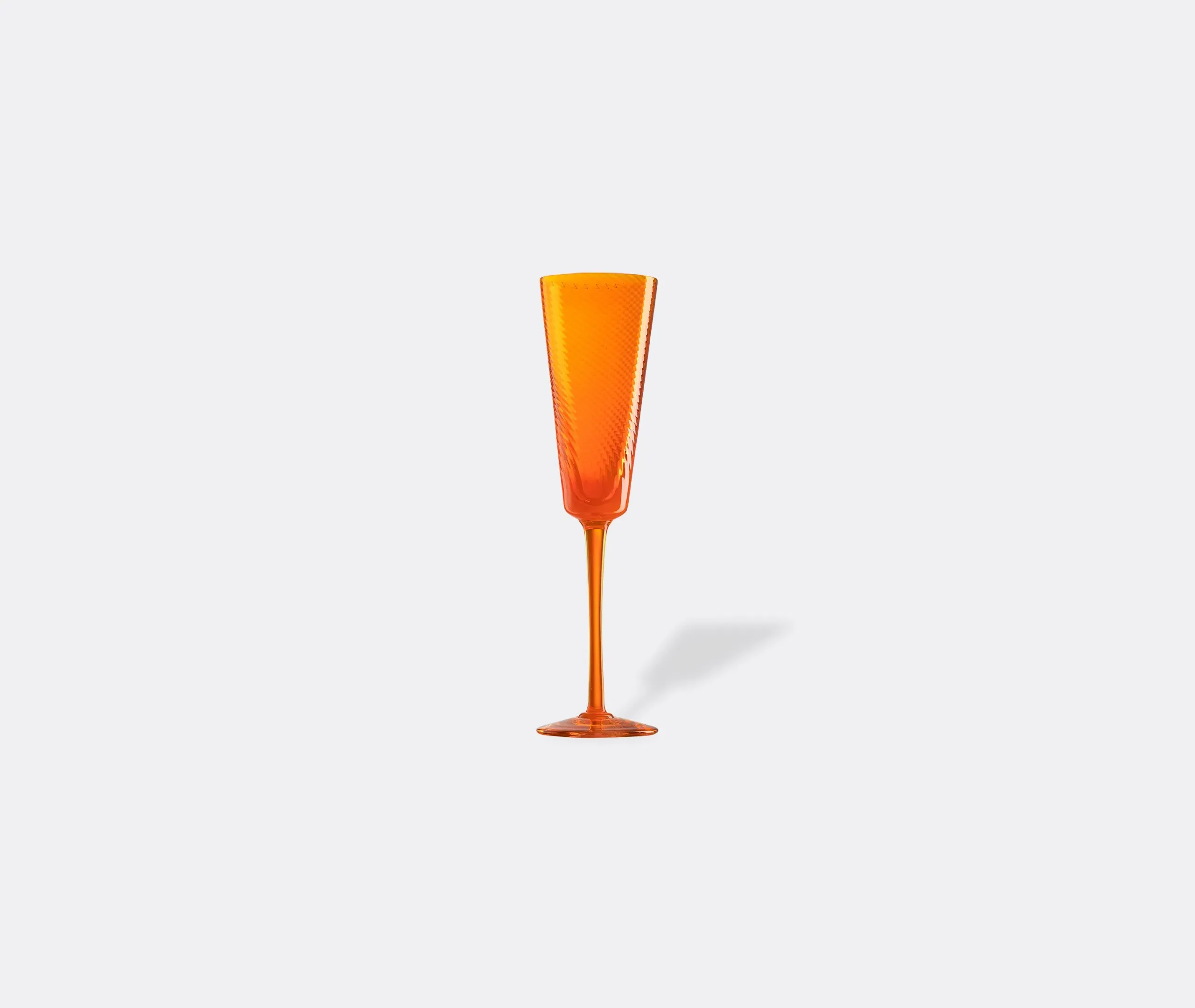 Champagne Flute with Textured Surface - Orange Glass