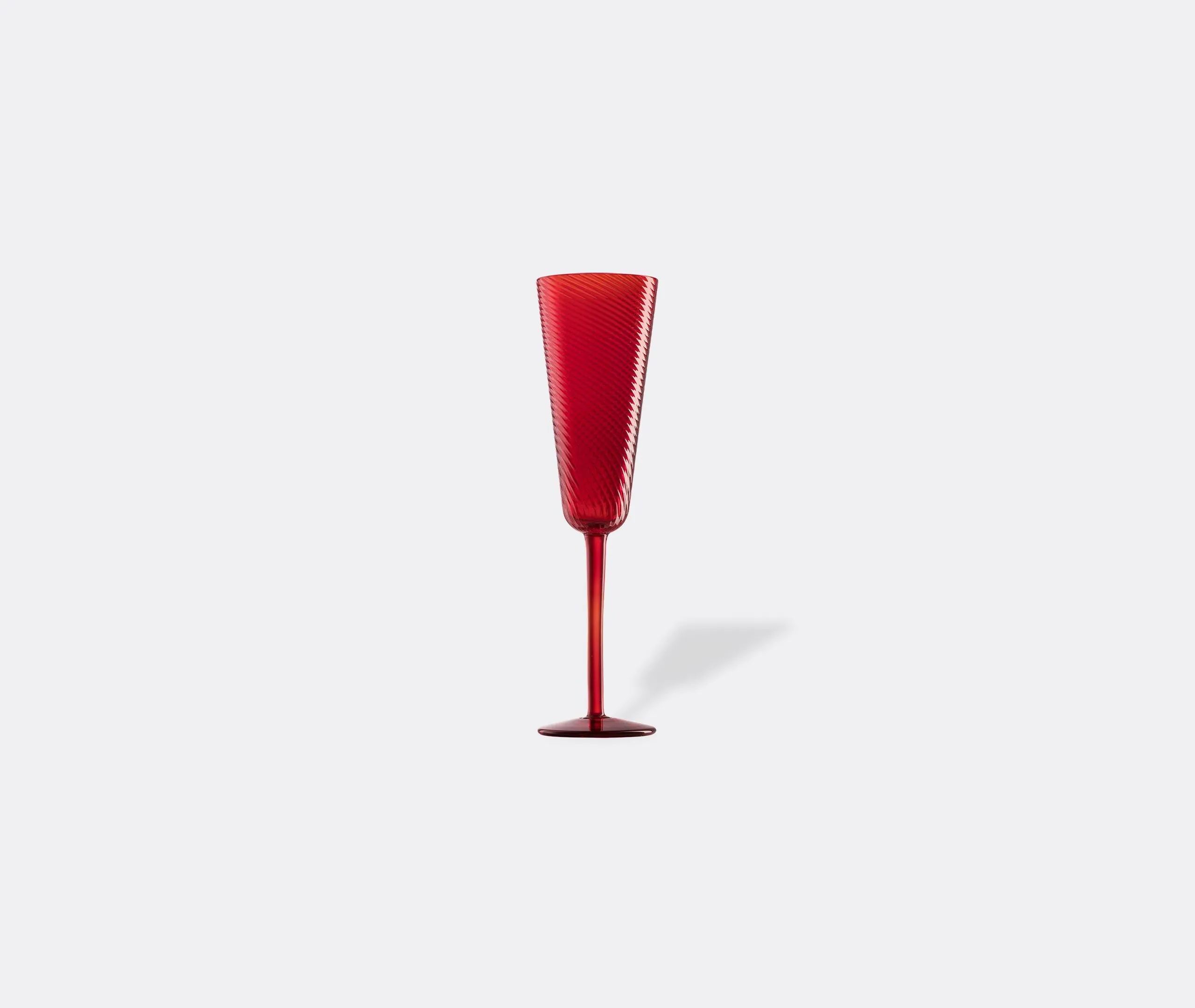 Champagne Flute with Textured Surface - Red Glass