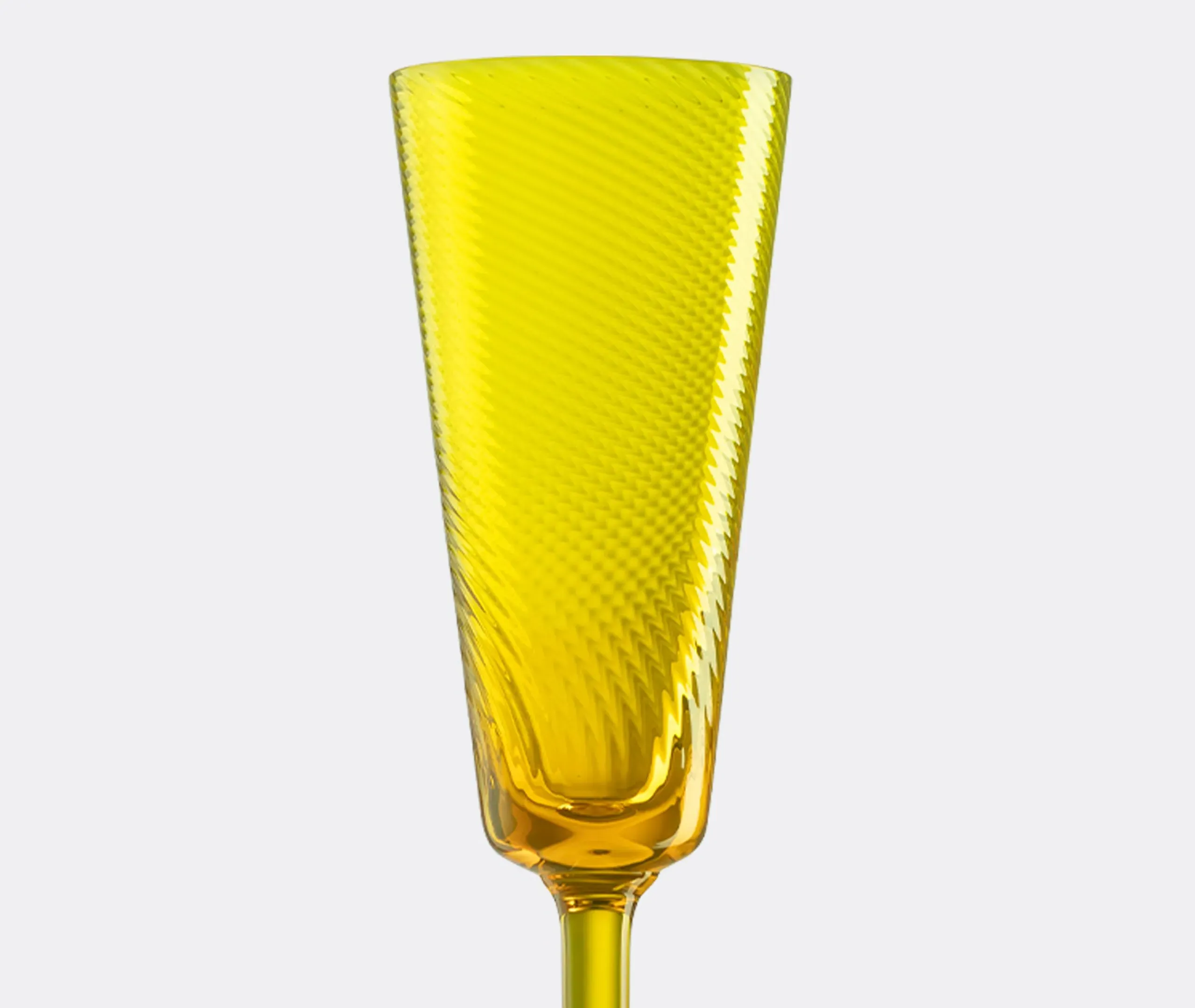Champagne Flute with Textured Surface - Yellow Glass