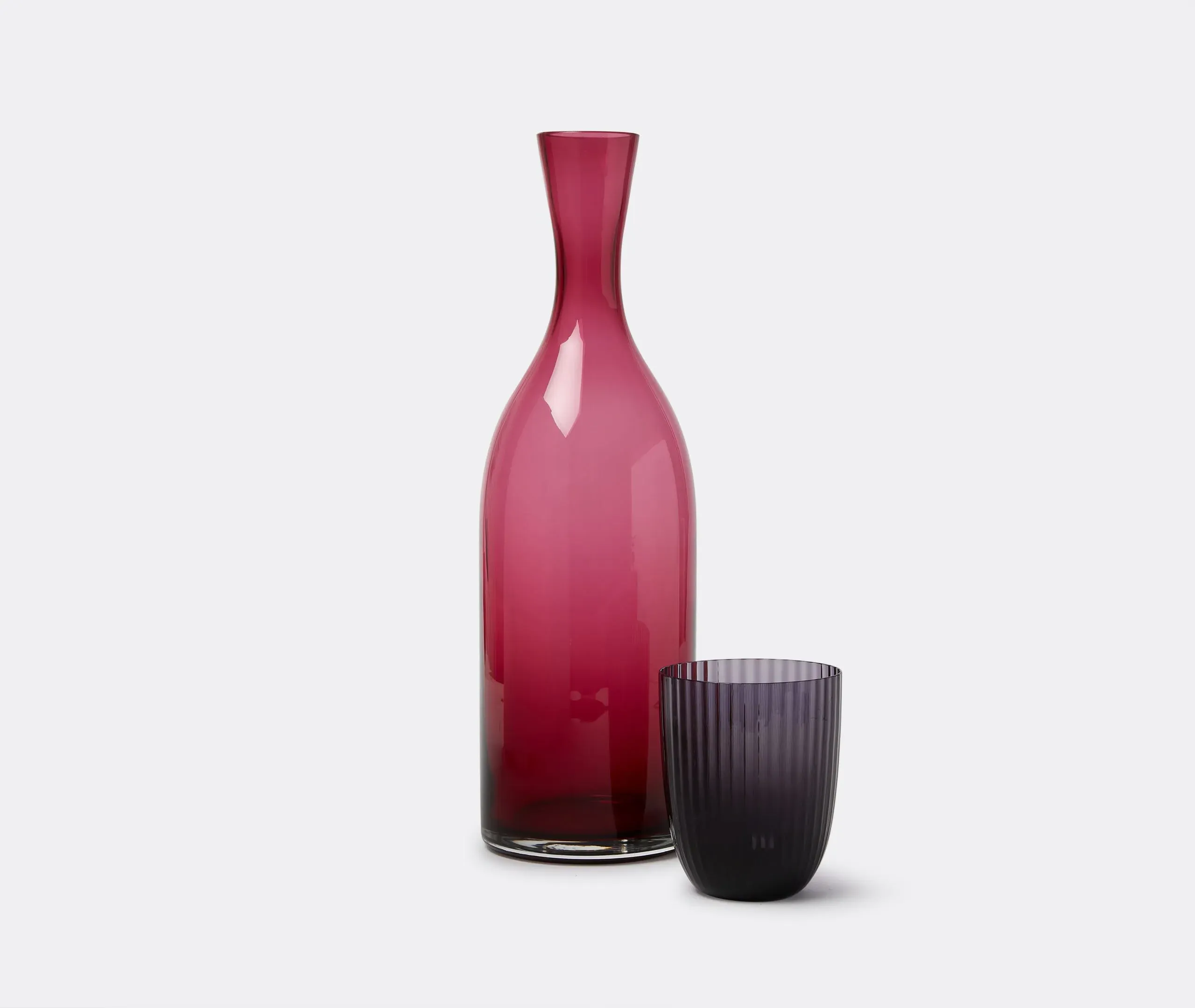 Decorative Bottle with Geometric Design - Red, Glass