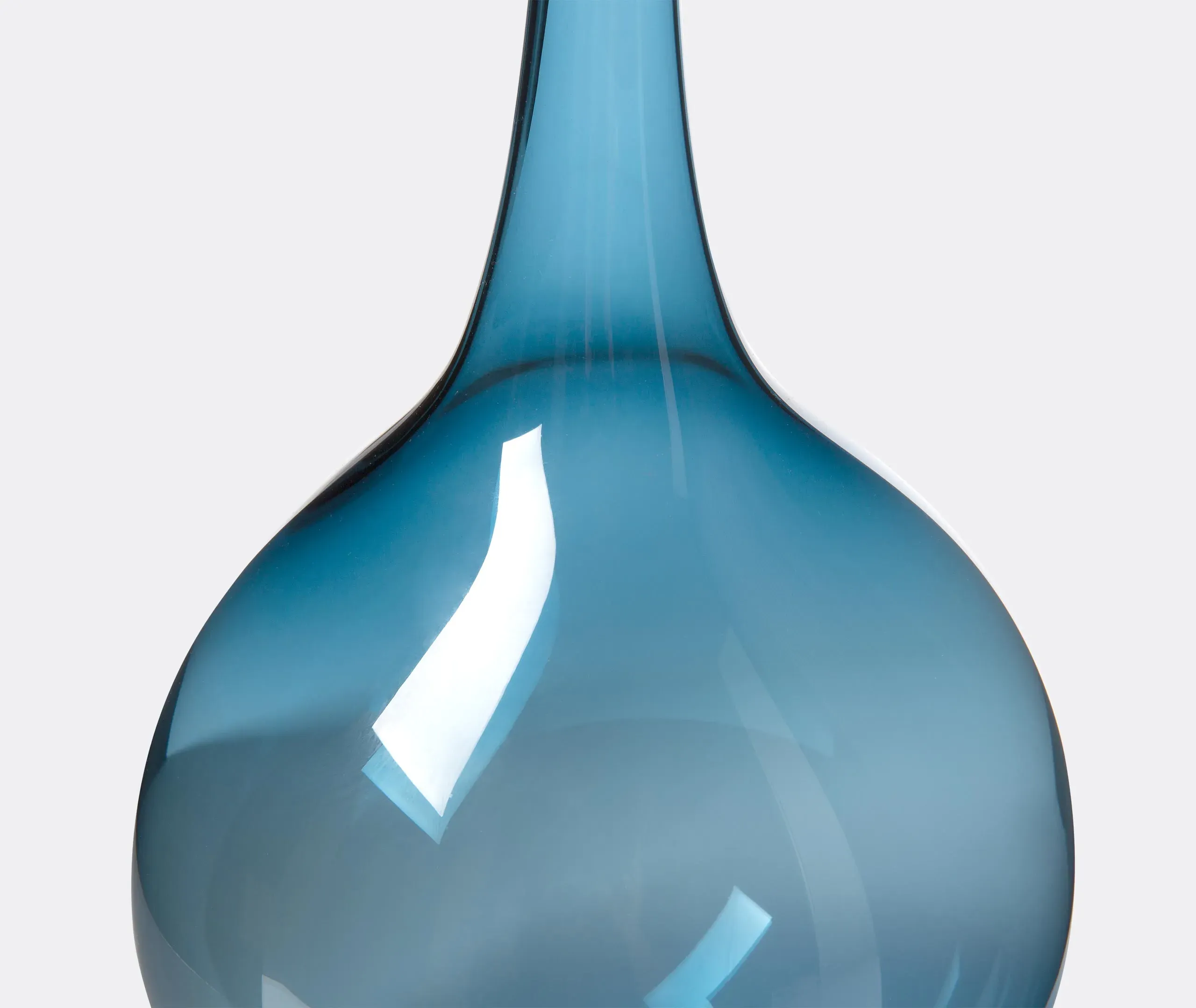 Elongated Neck Vase with Curves - Blue, Glass