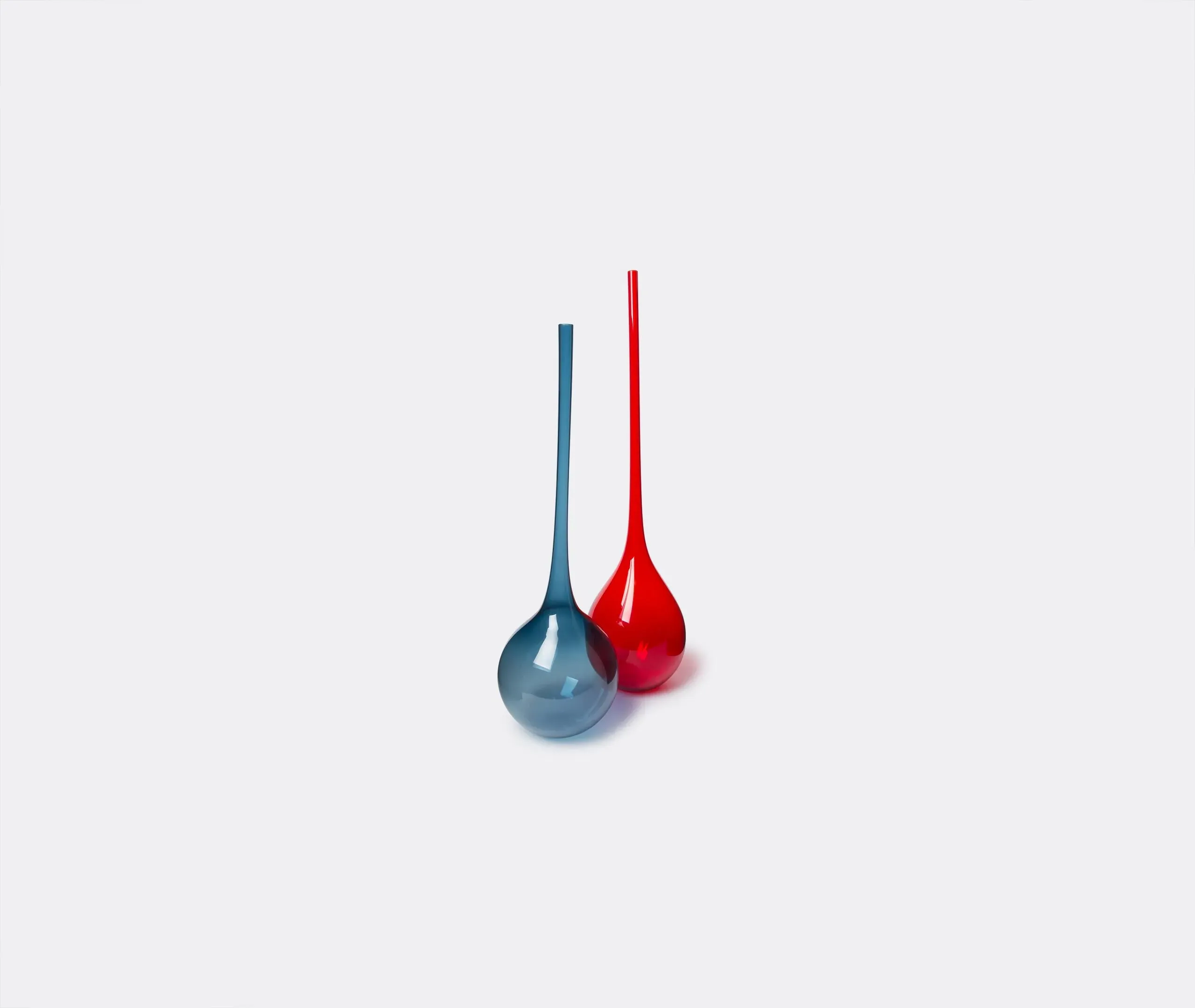 Elongated Neck Vase with Curves - Blue, Glass