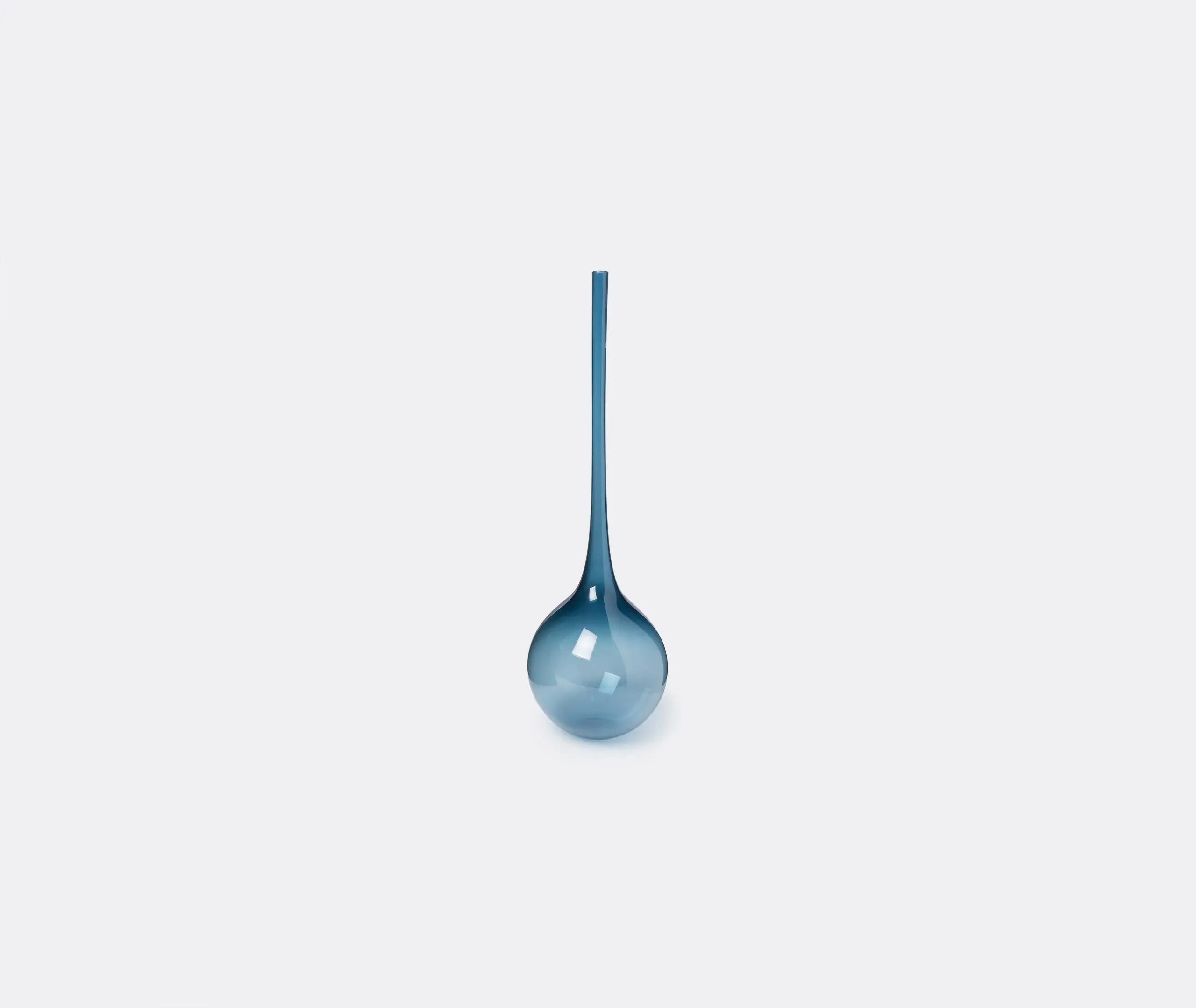 Elongated Neck Vase with Curves - Blue, Glass image