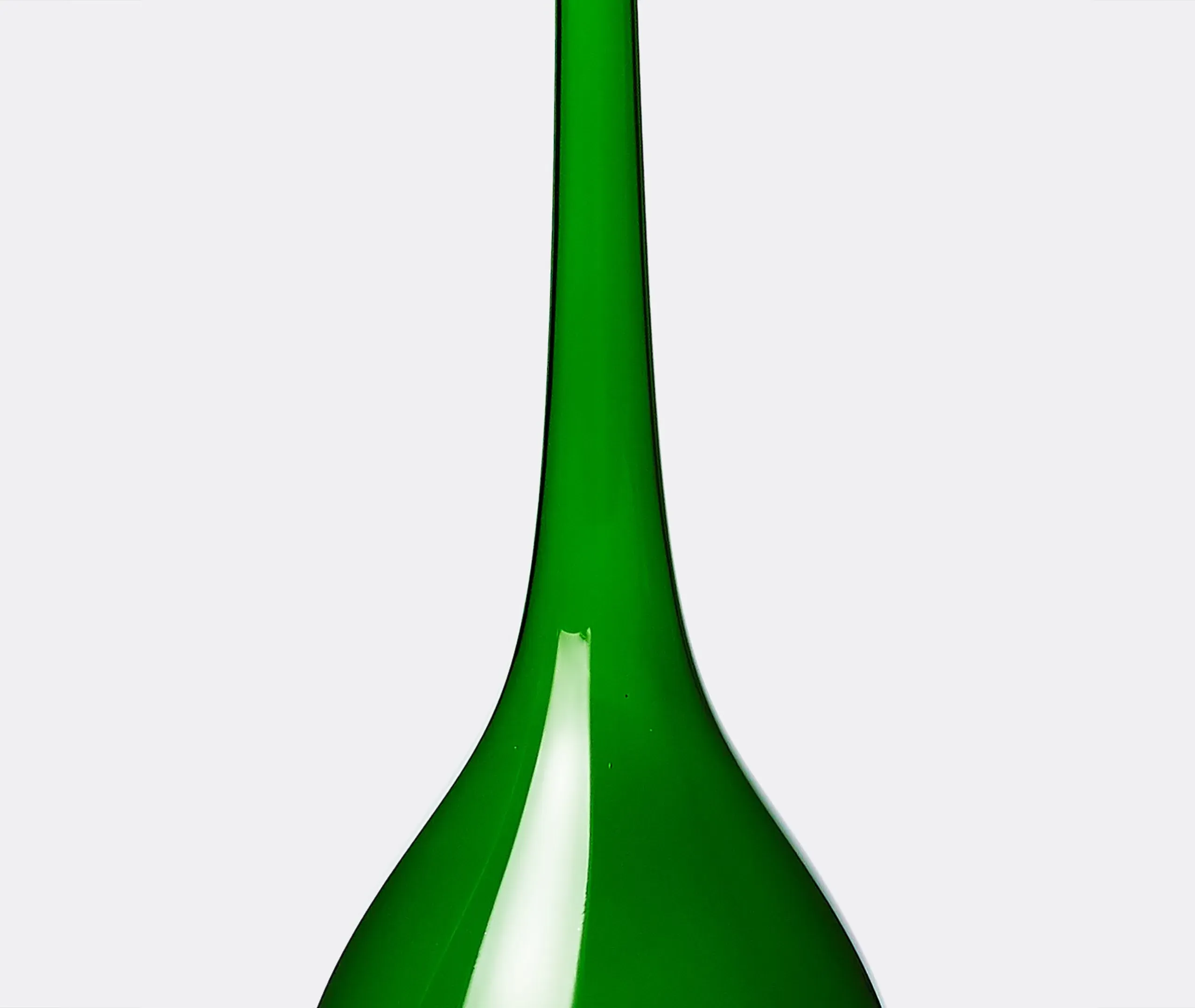 Elongated Neck Vase with Curves - Green, Glass