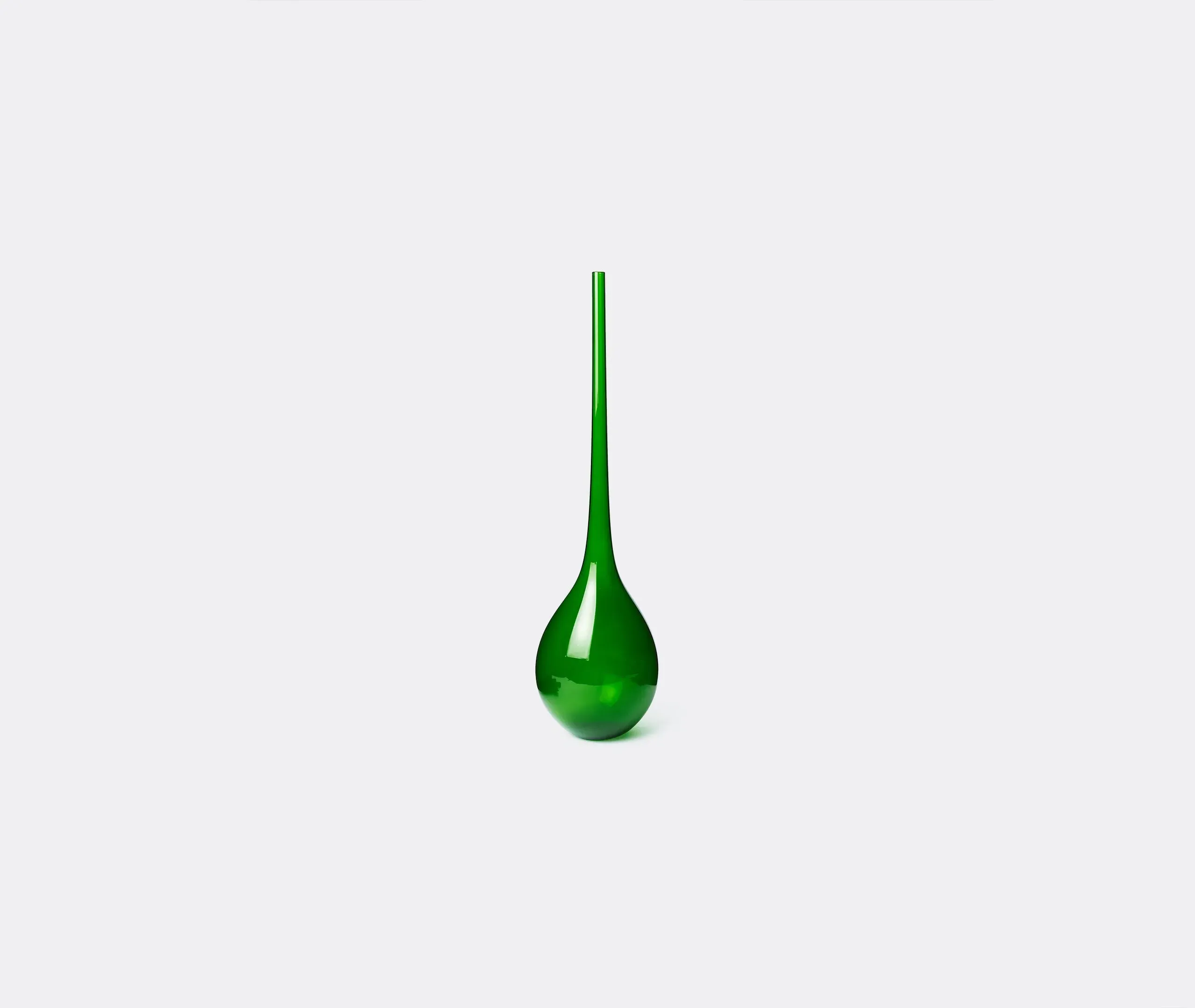 Elongated Neck Vase with Curves - Green, Glass