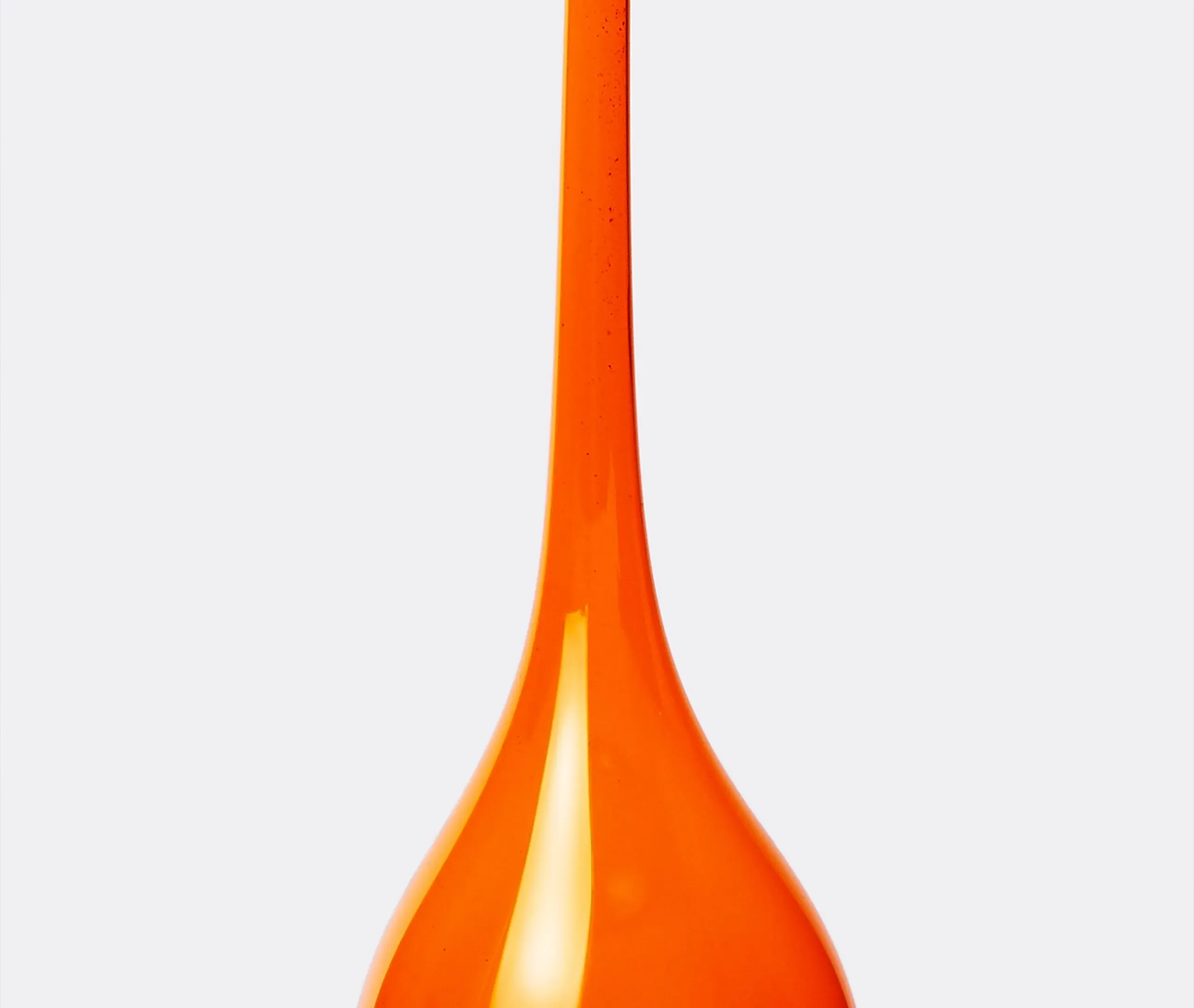 Elongated Neck Vase with Curves - Orange, Glass