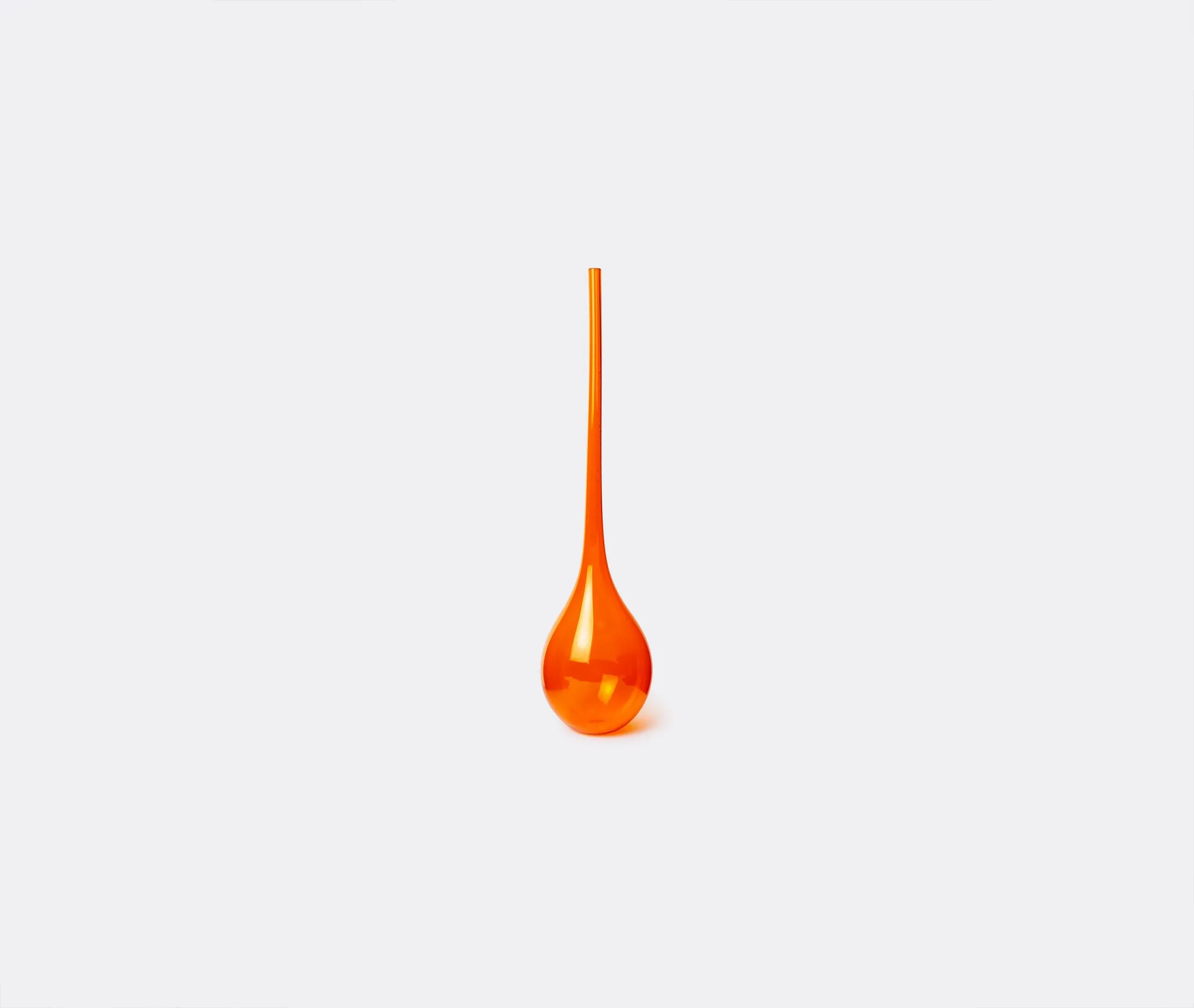 Elongated Neck Vase with Curves - Orange, Glass