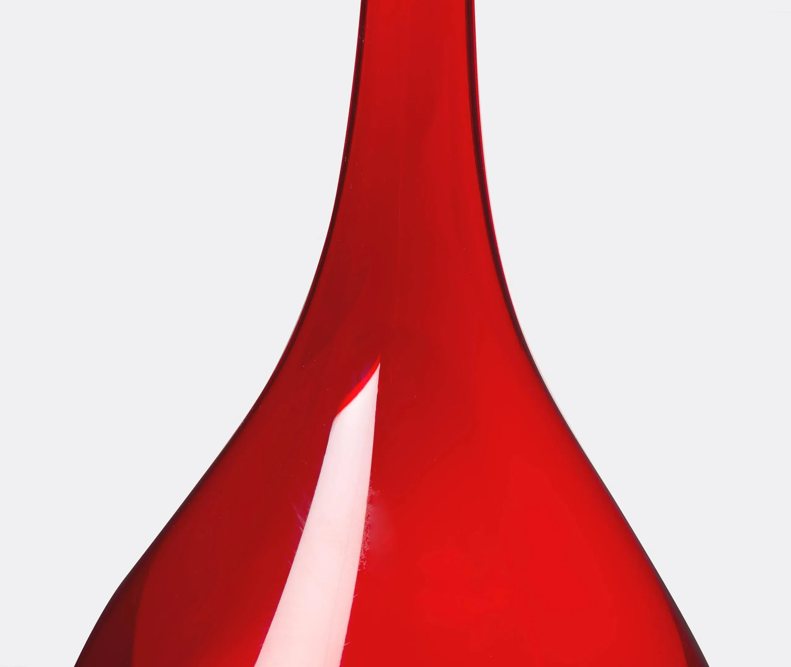 Elongated Neck Vase with Curves - Red, Glass