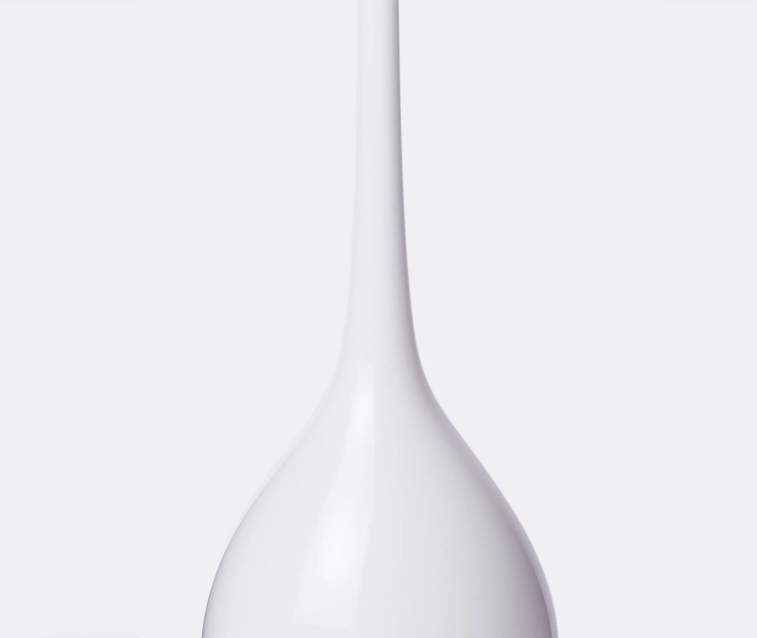 Elongated Neck Vase with Curves - White, Glass