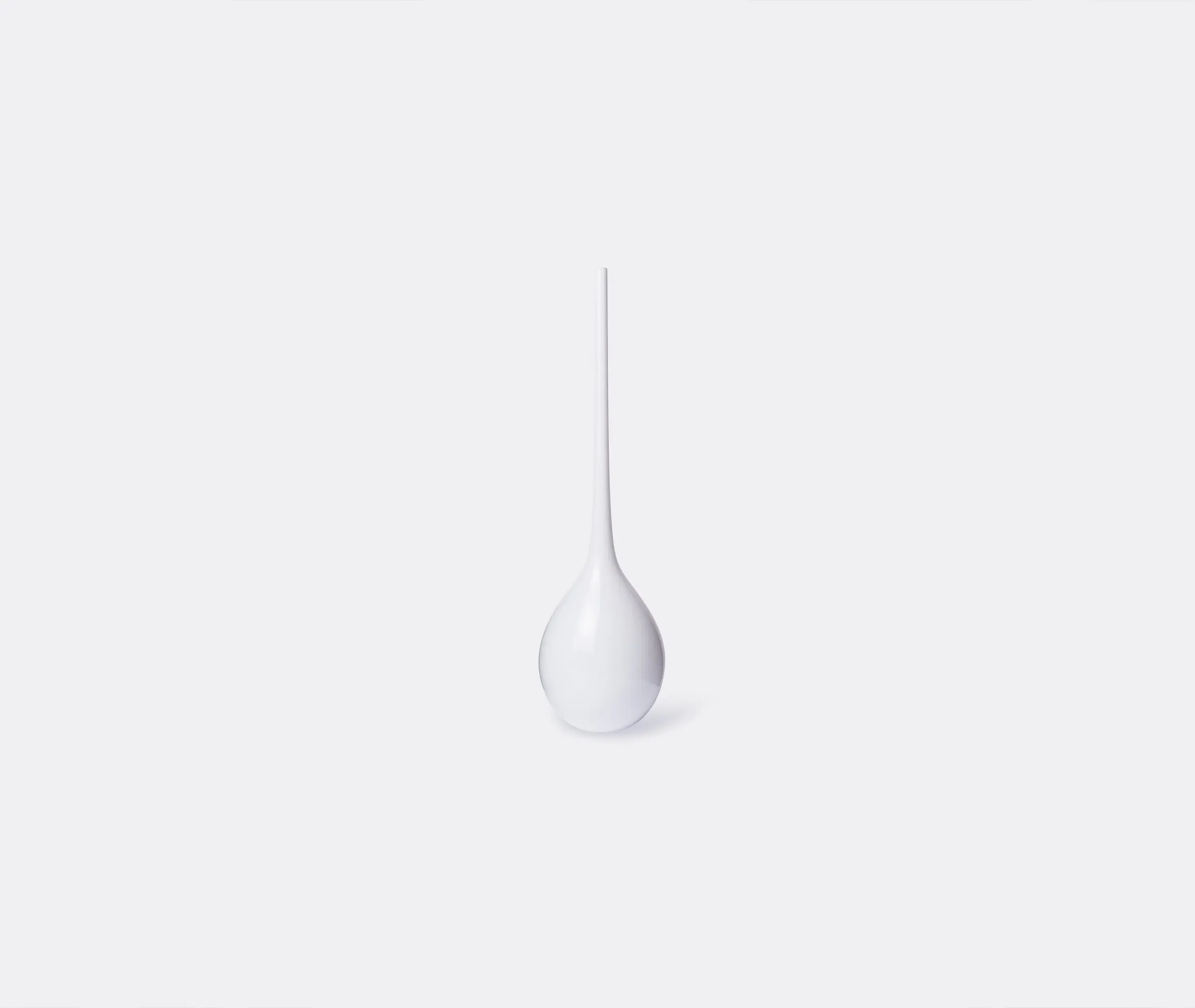 Elongated Neck Vase with Curves - White, Glass
