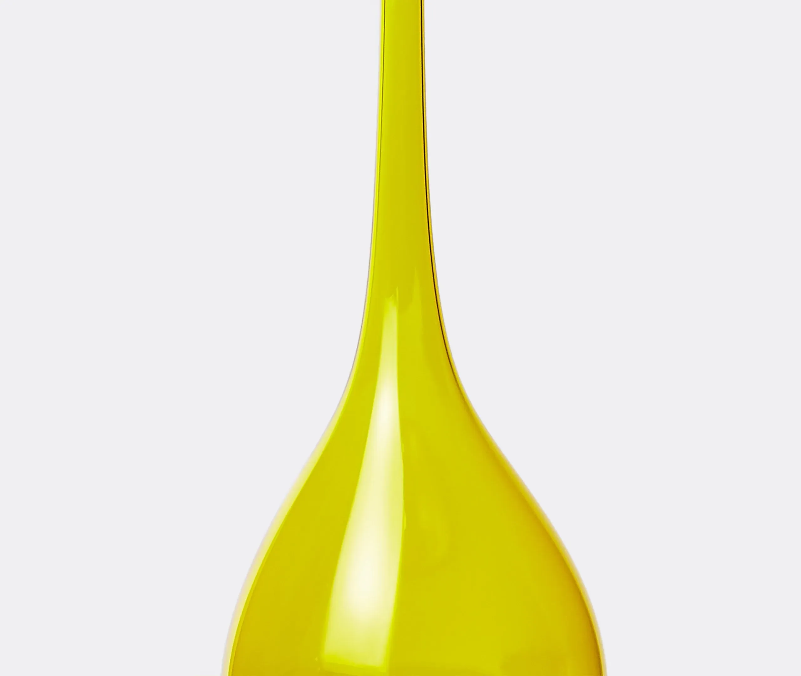 Elongated Neck Vase with Curves - Yellow, Glass