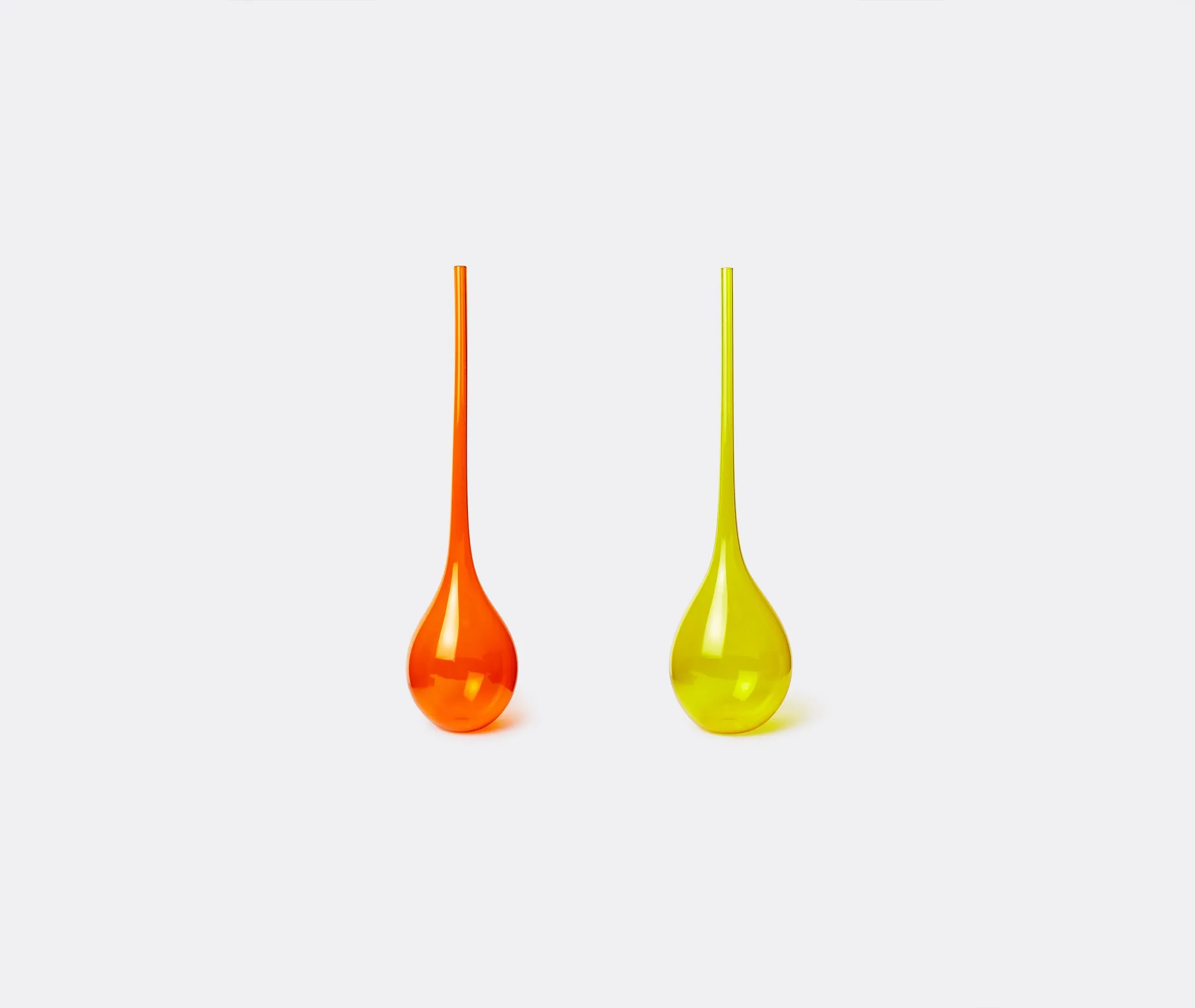 Elongated Neck Vase with Curves - Yellow, Glass