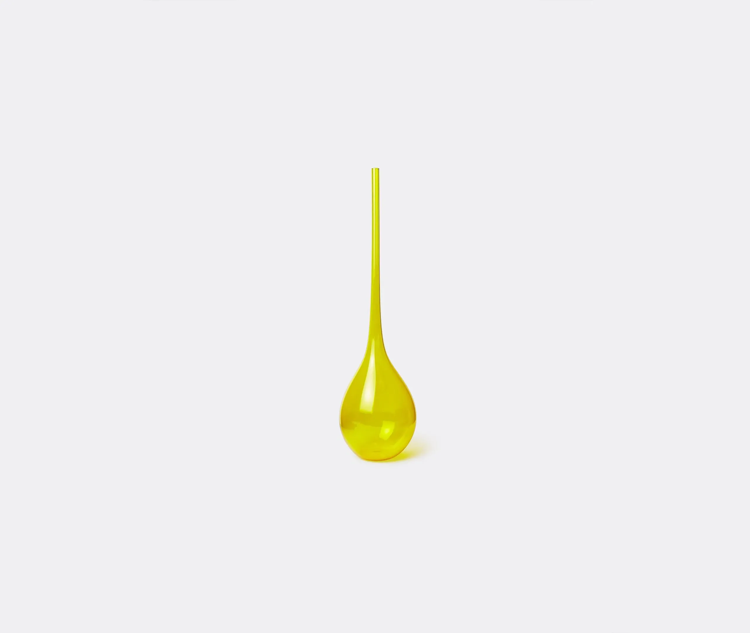Elongated Neck Vase with Curves - Yellow, Glass