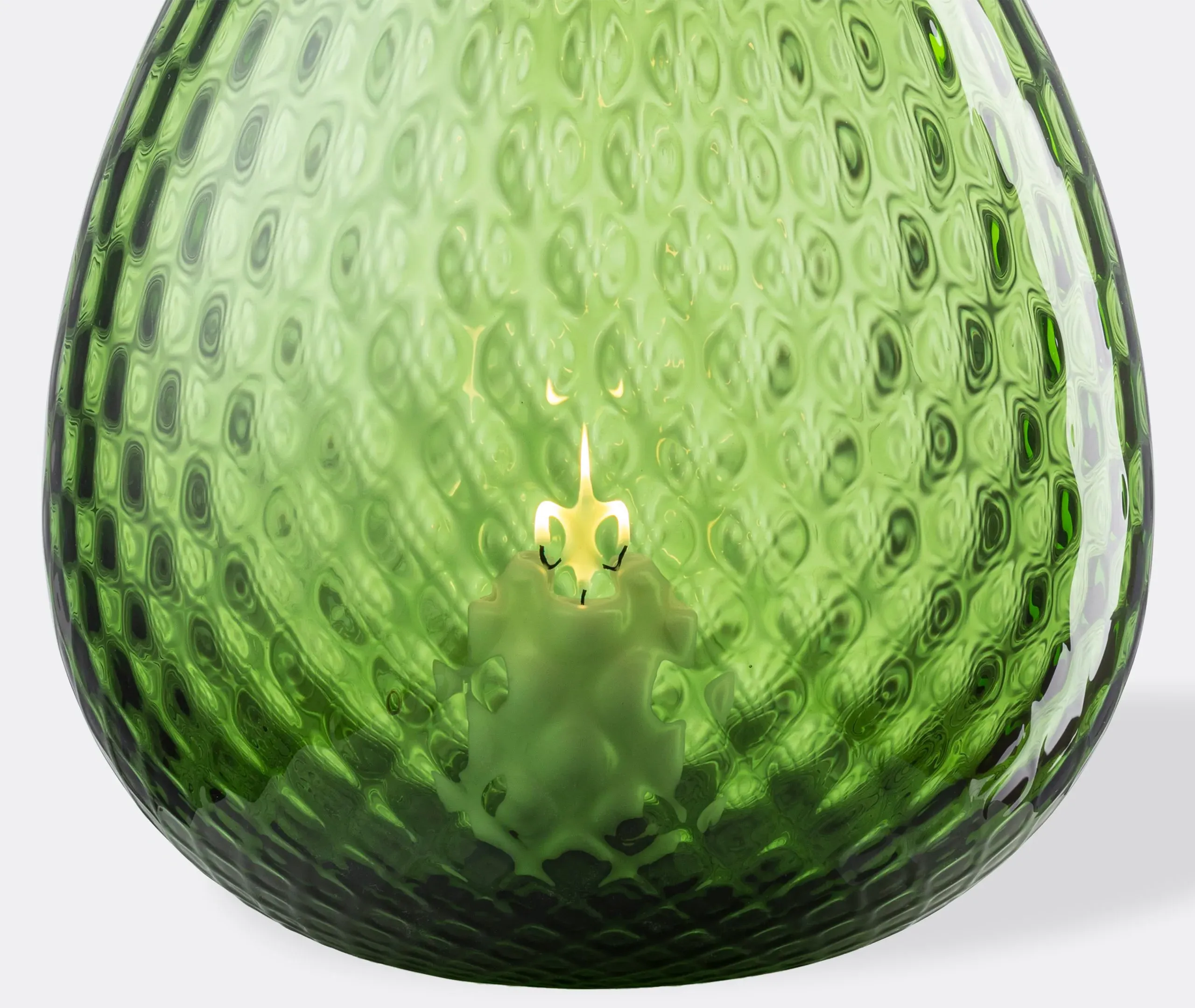 Extra Large Candle Holder - Green, Glass