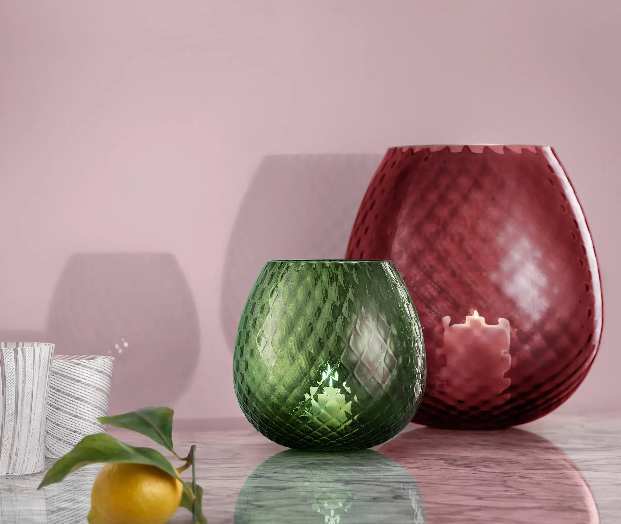 Extra Large Candle Holder - Green, Glass