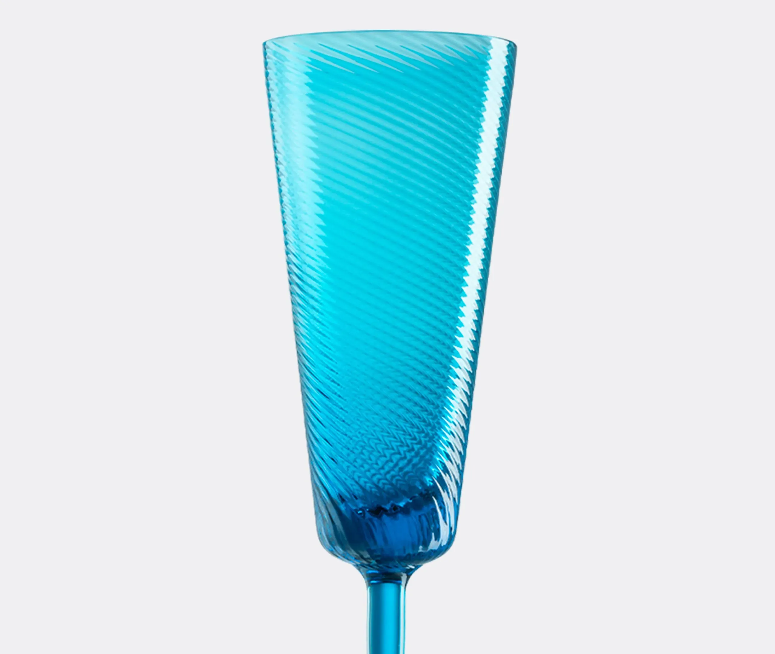 Gigolo Flute Glass - Aquamarine, Murano Glass