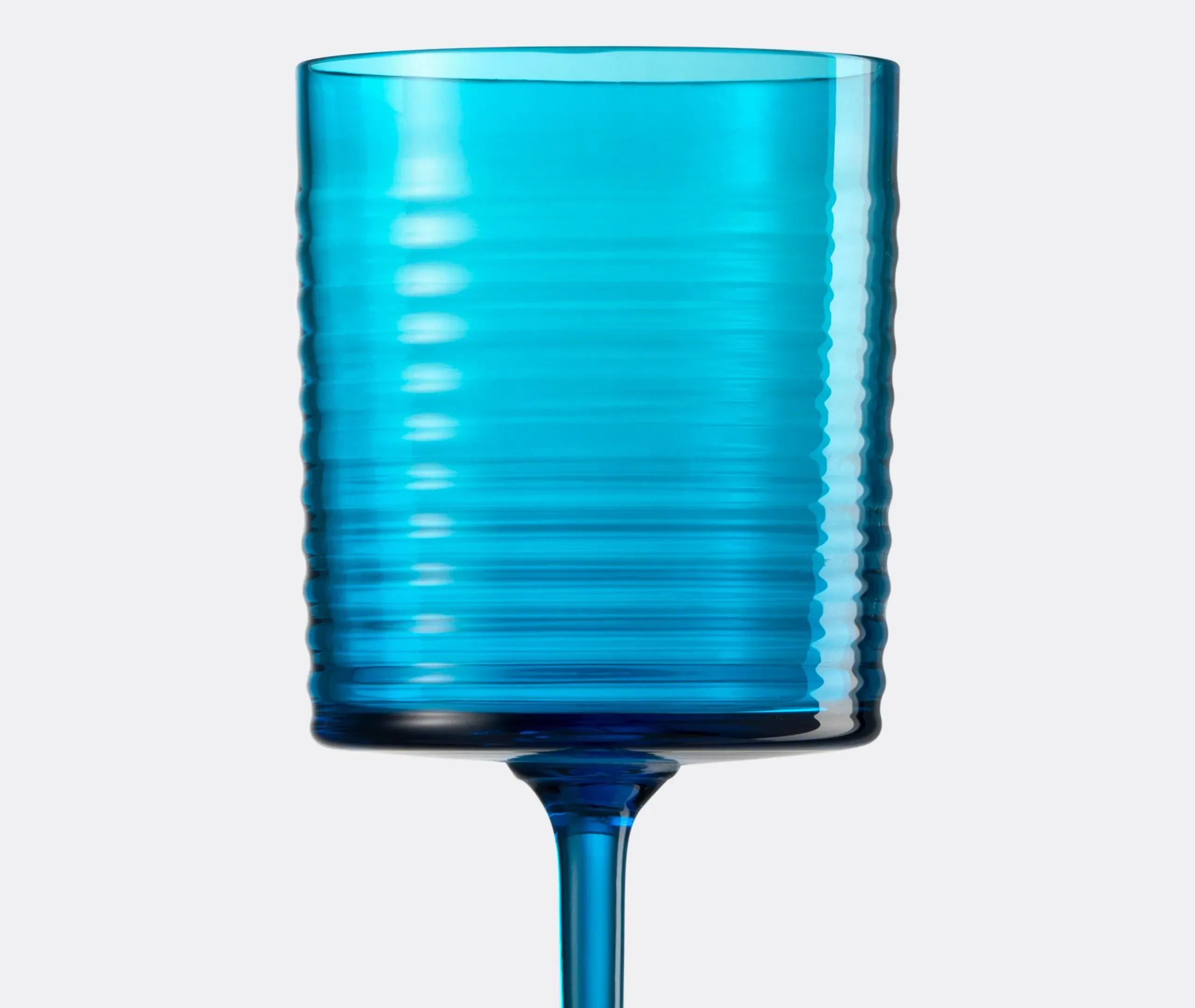 Gigolo Striped Water Glass - Aquamarine, Murano Glass