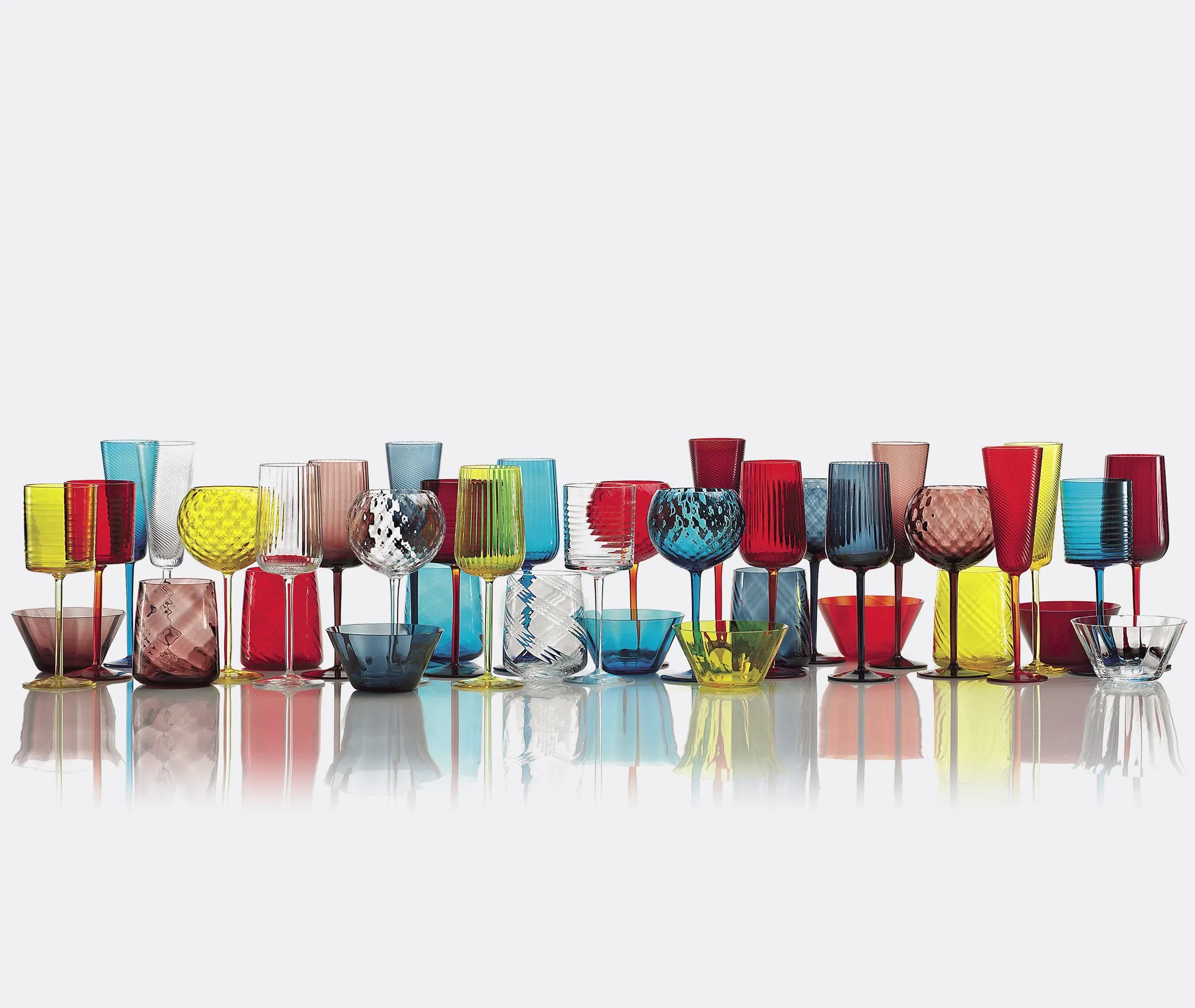 Gigolo White Wine Glass with Rigadin - Aquamarine, Murano Glass