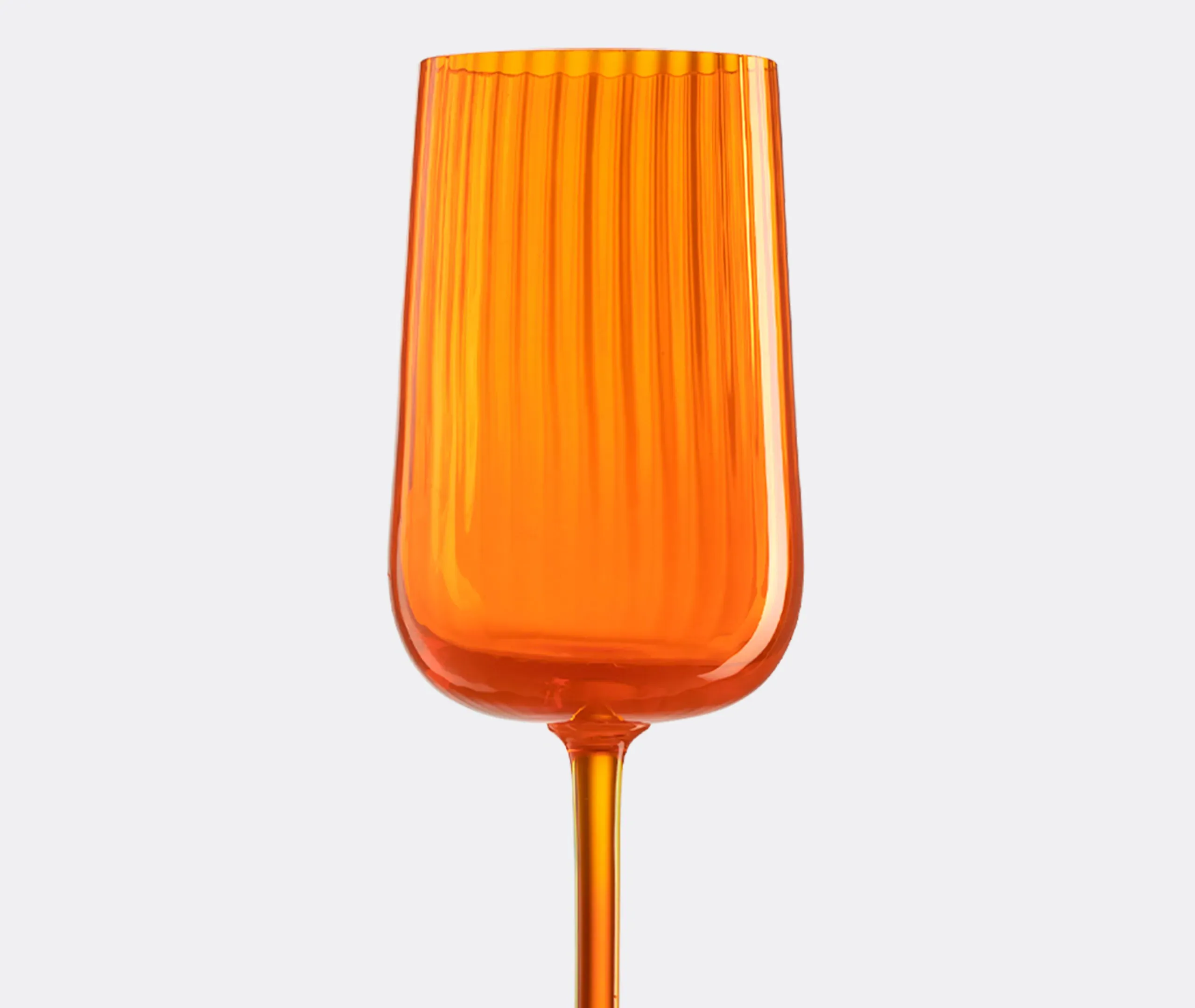 Gigolo White Wine Glass with Rigadin - Orange, Murano Glass