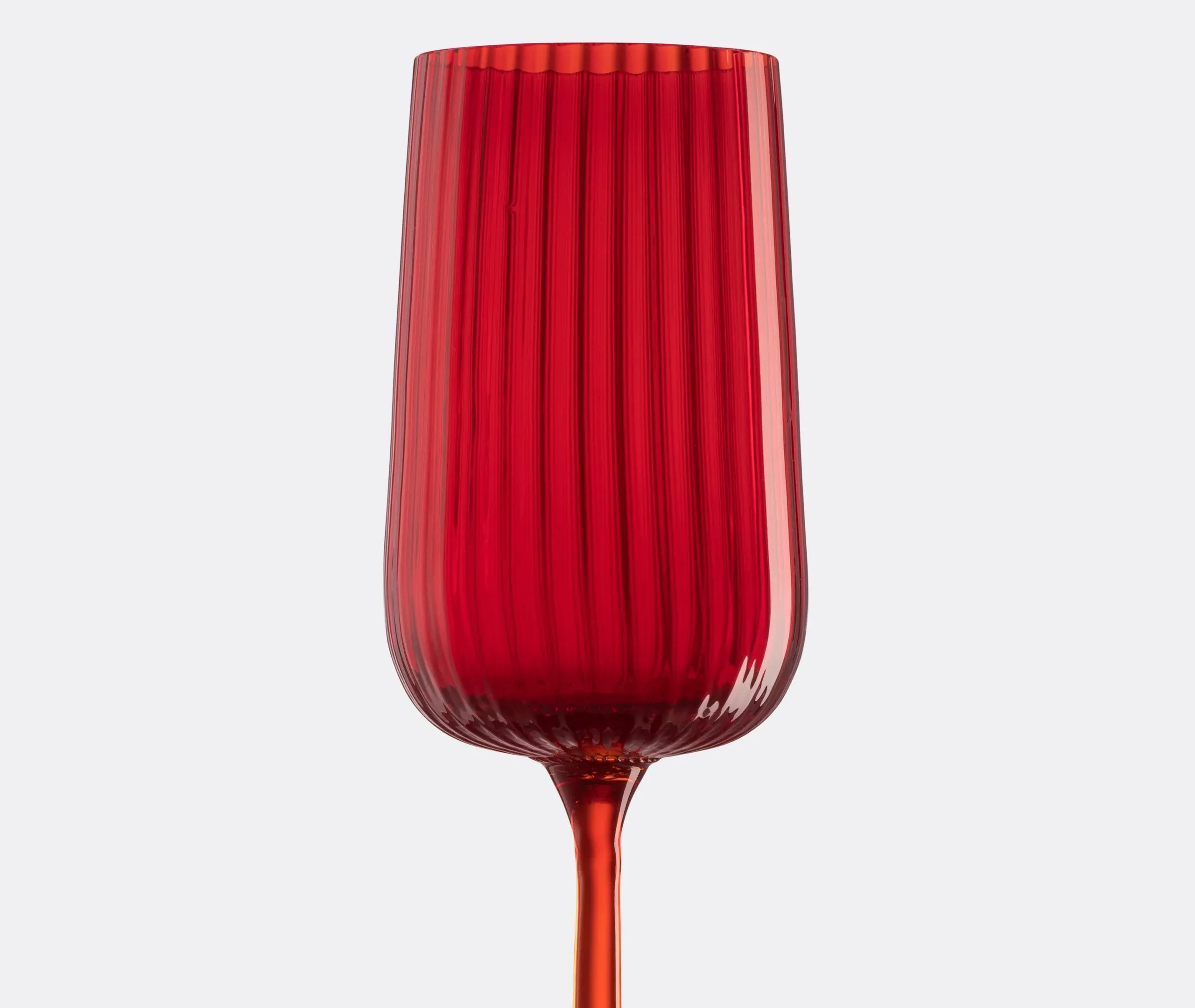 Gigolo White Wine Glass with Rigadin - Red, Murano Glass