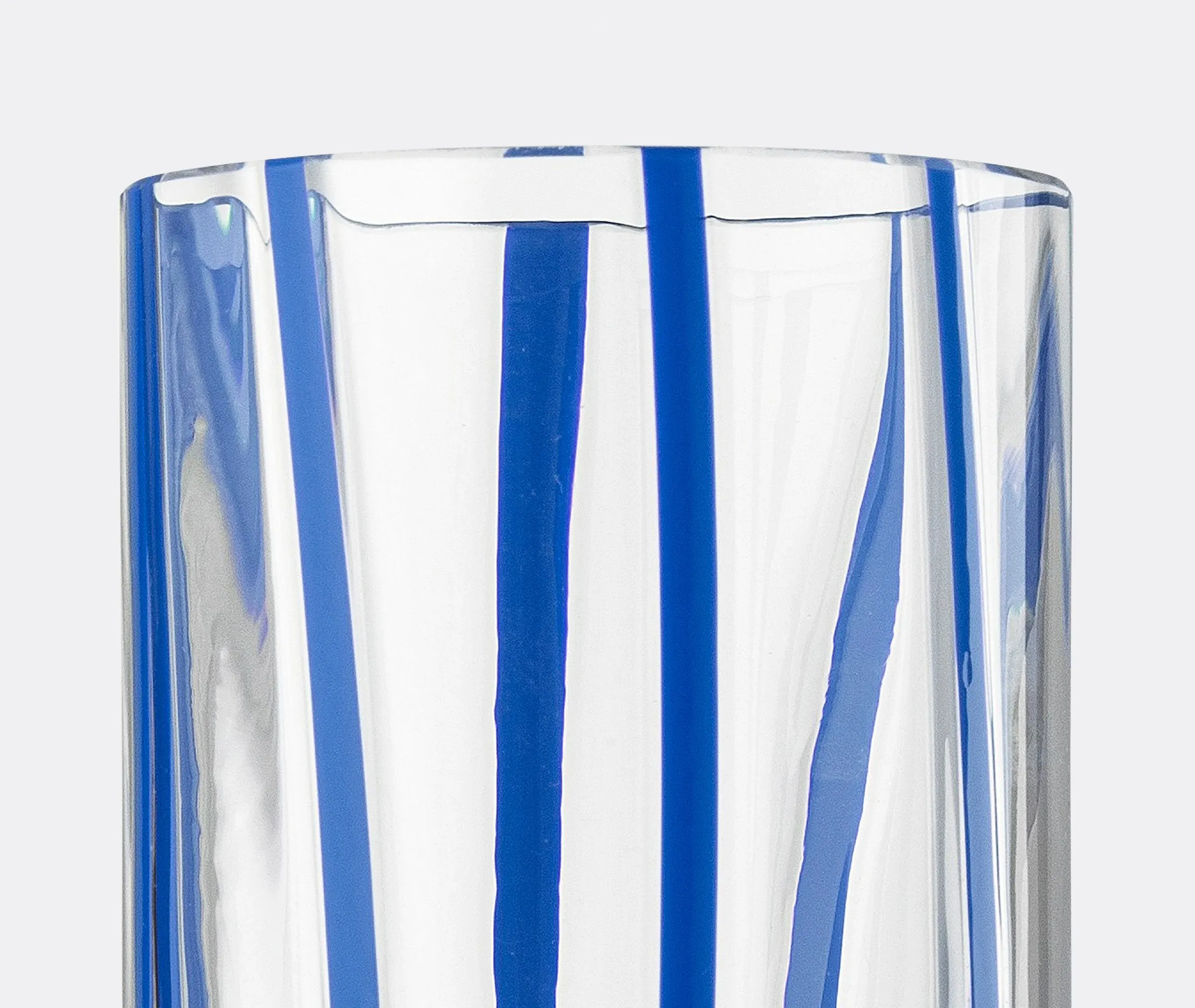 Highball Glass with Stripes - Blue, Murano Glass