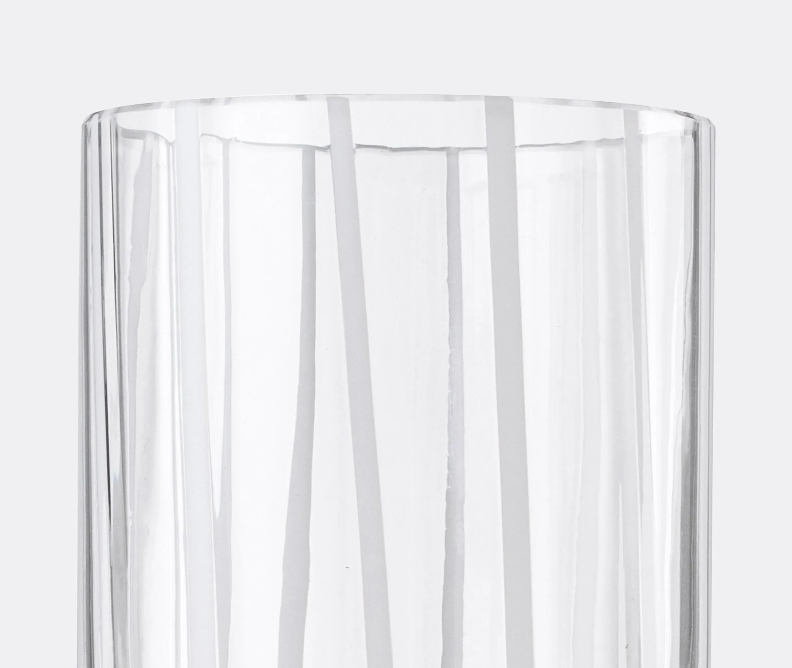 Highball Glass with Stripes - White, Murano Glass