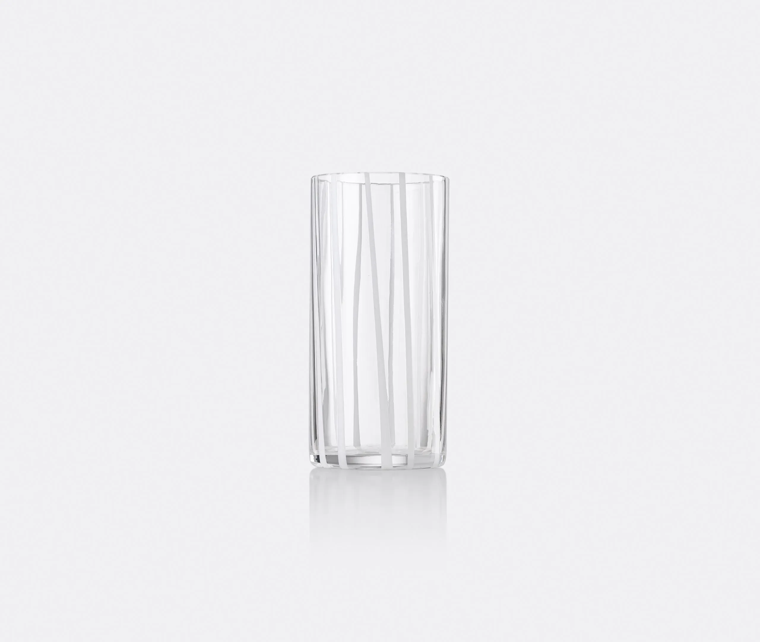 Highball Glass with Stripes - White, Murano Glass