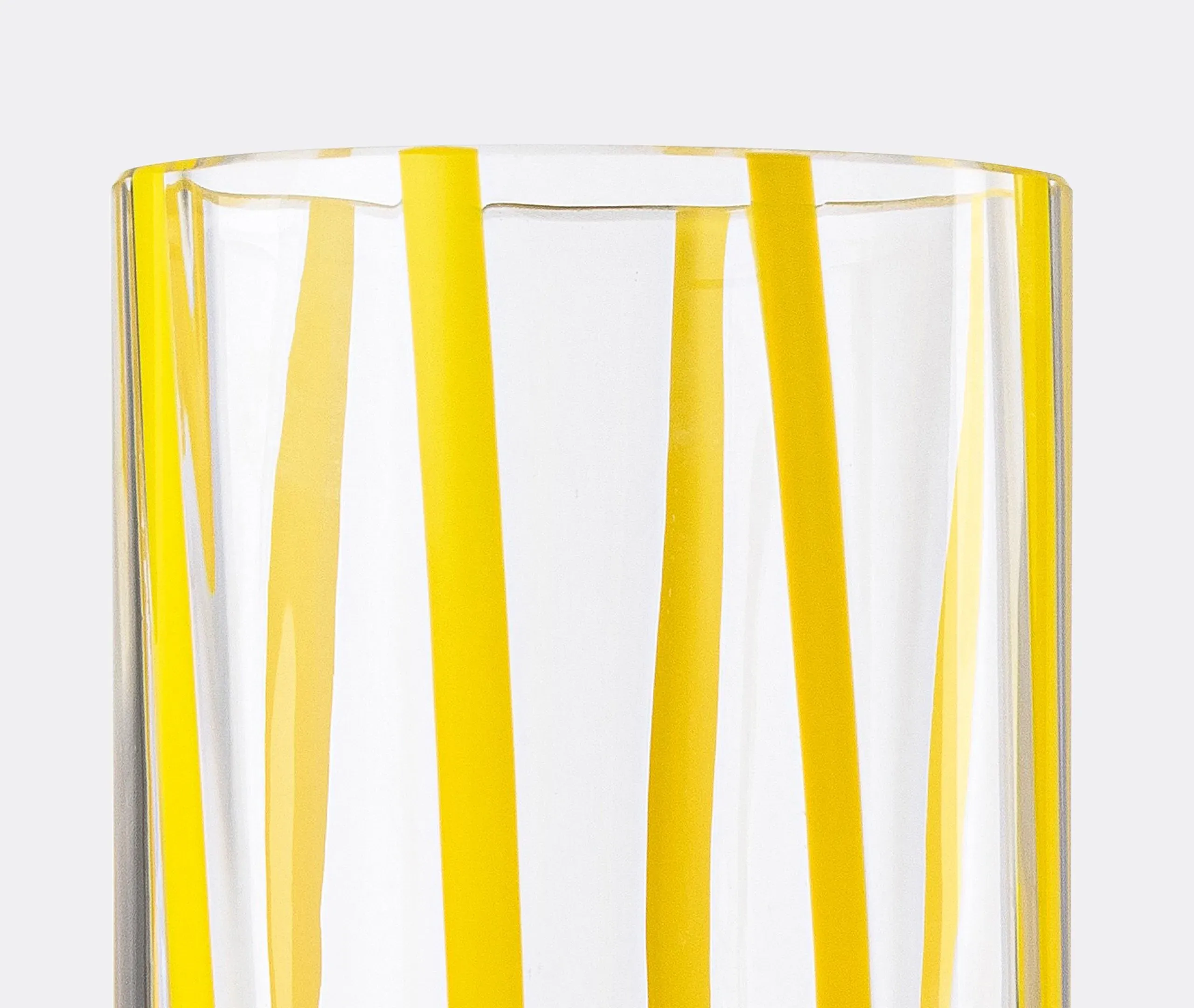 Highball Glass with Stripes - Yellow, Murano Glass