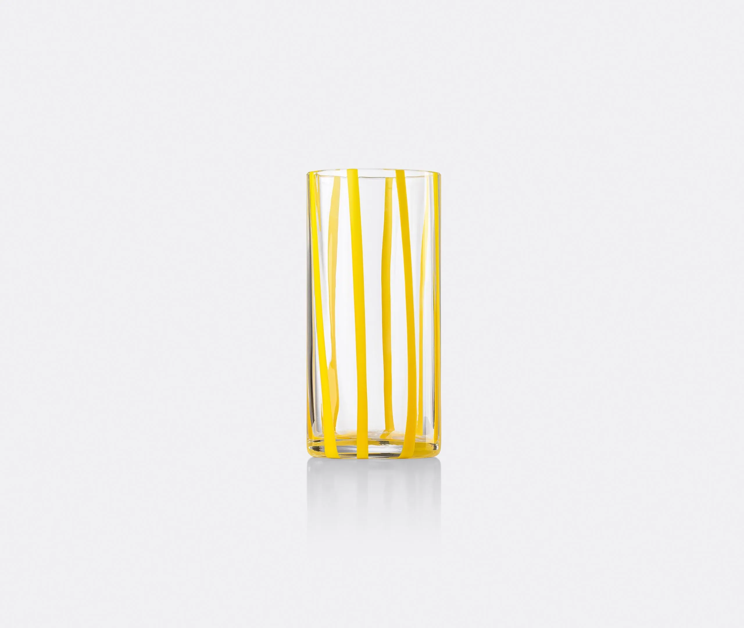 Highball Glass with Stripes - Yellow, Murano Glass