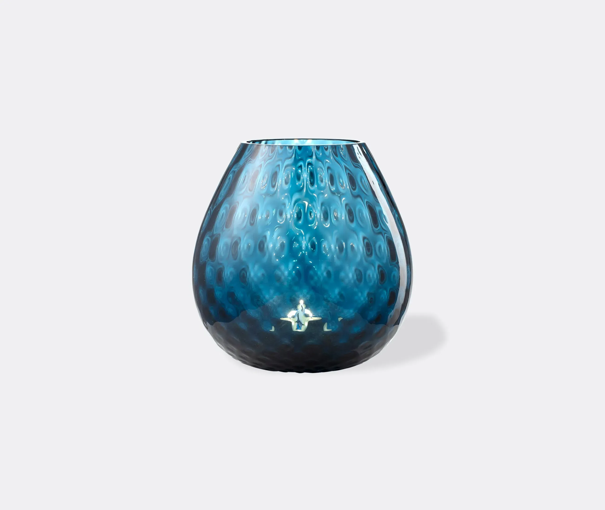 Large Candle Holder with Texture - Blue, Glass image