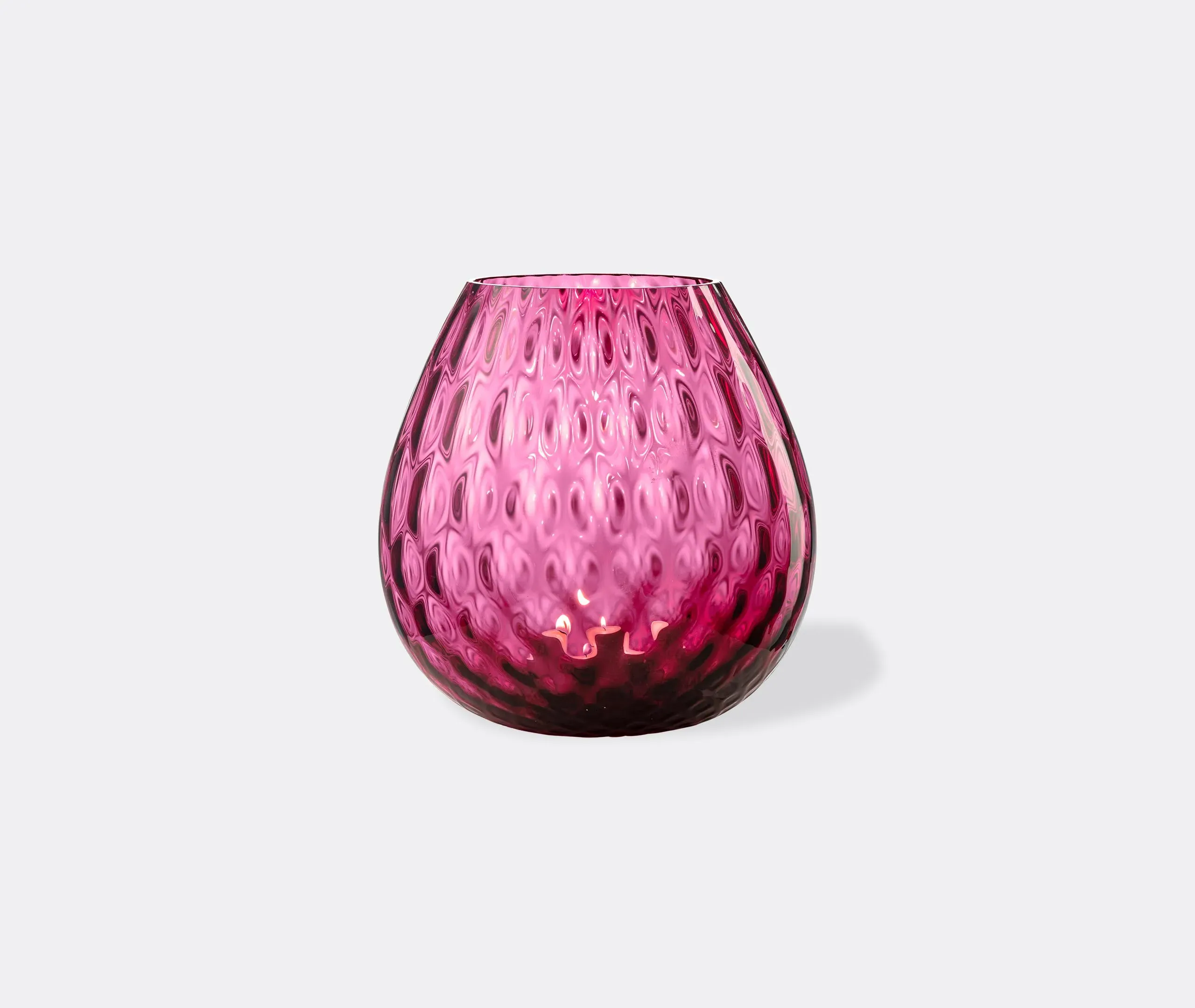 Large Candle Holder with Texture - Red, Glass
