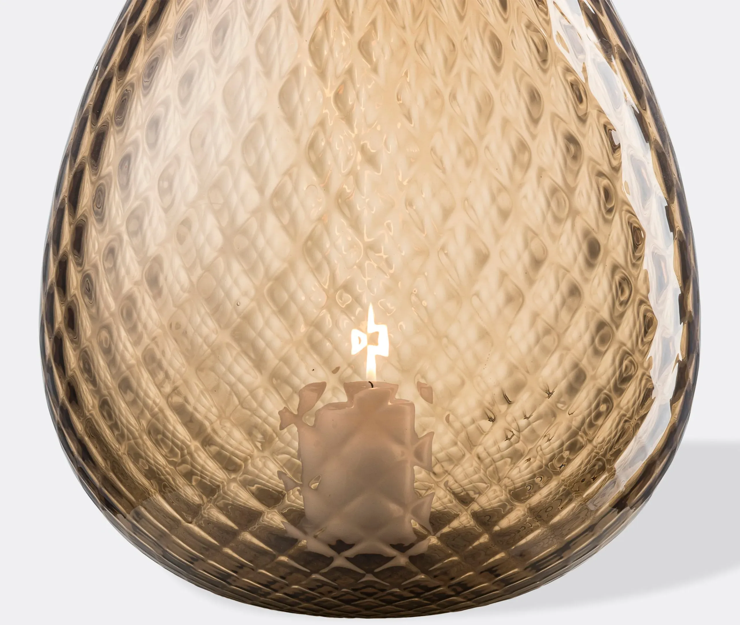 Macramé Extra Large Candle Holder - Brown