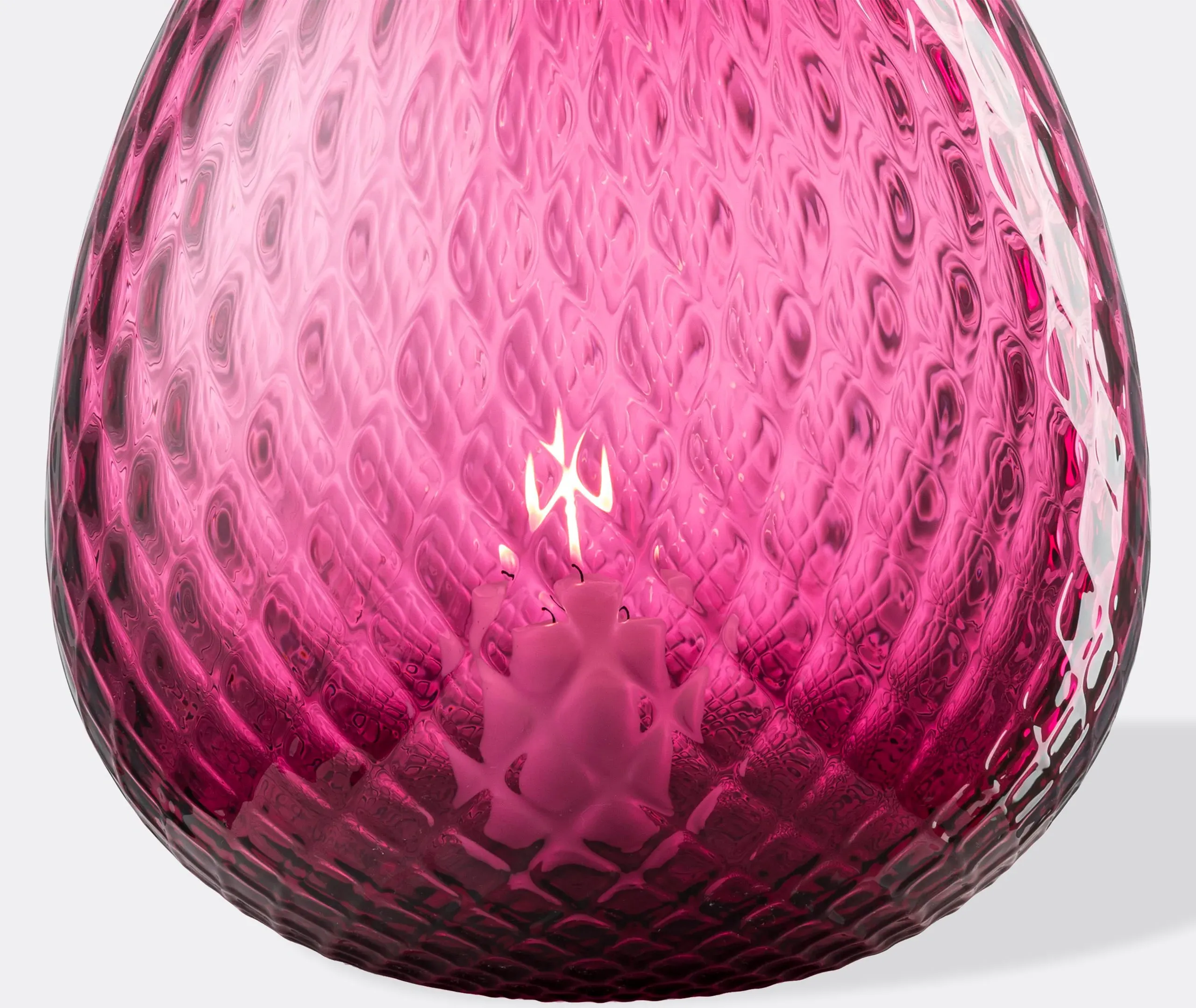 Macramé Extra Large Candle Holder - Red