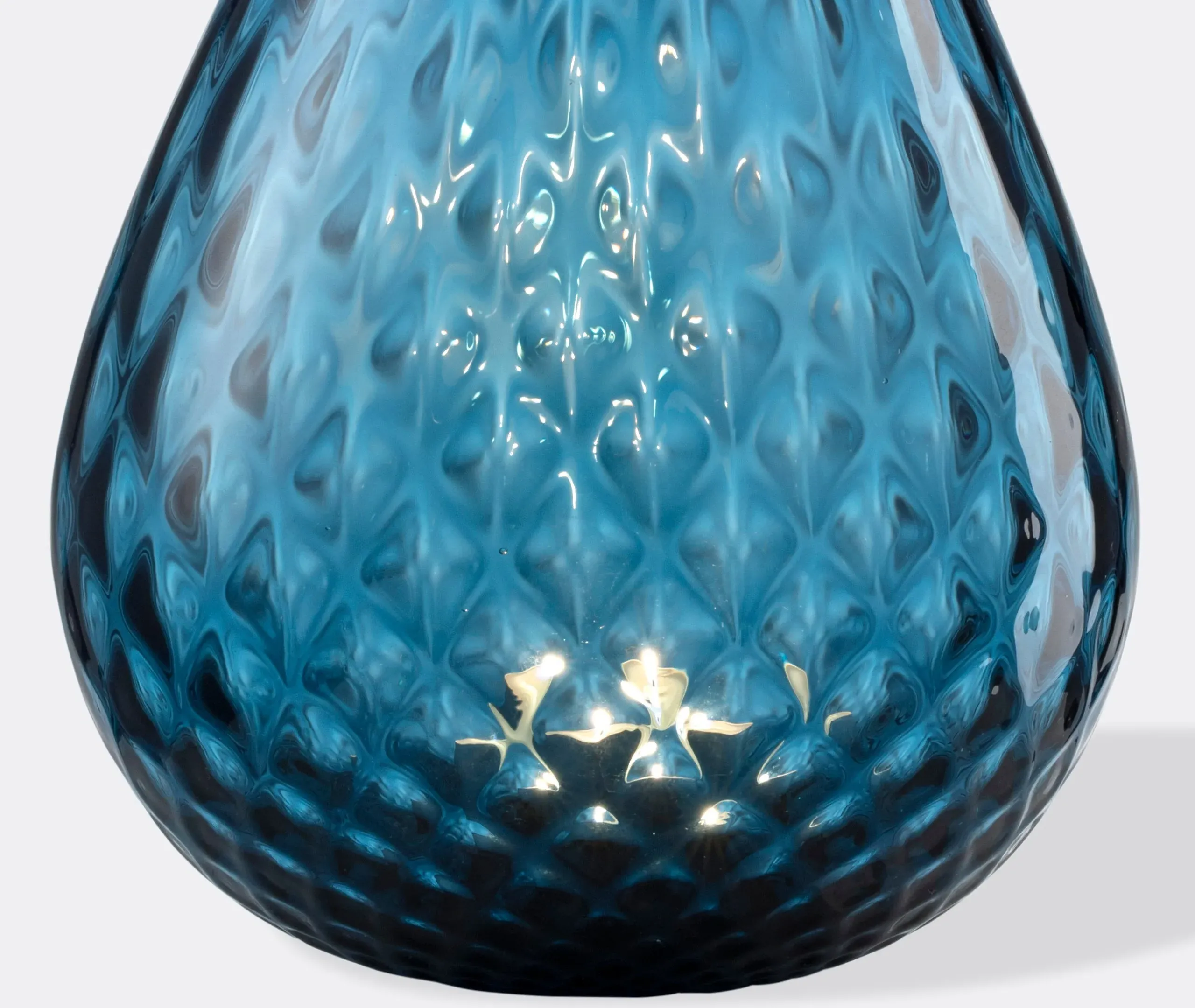 Medium Candle Holder with Texture - Blue, Glass