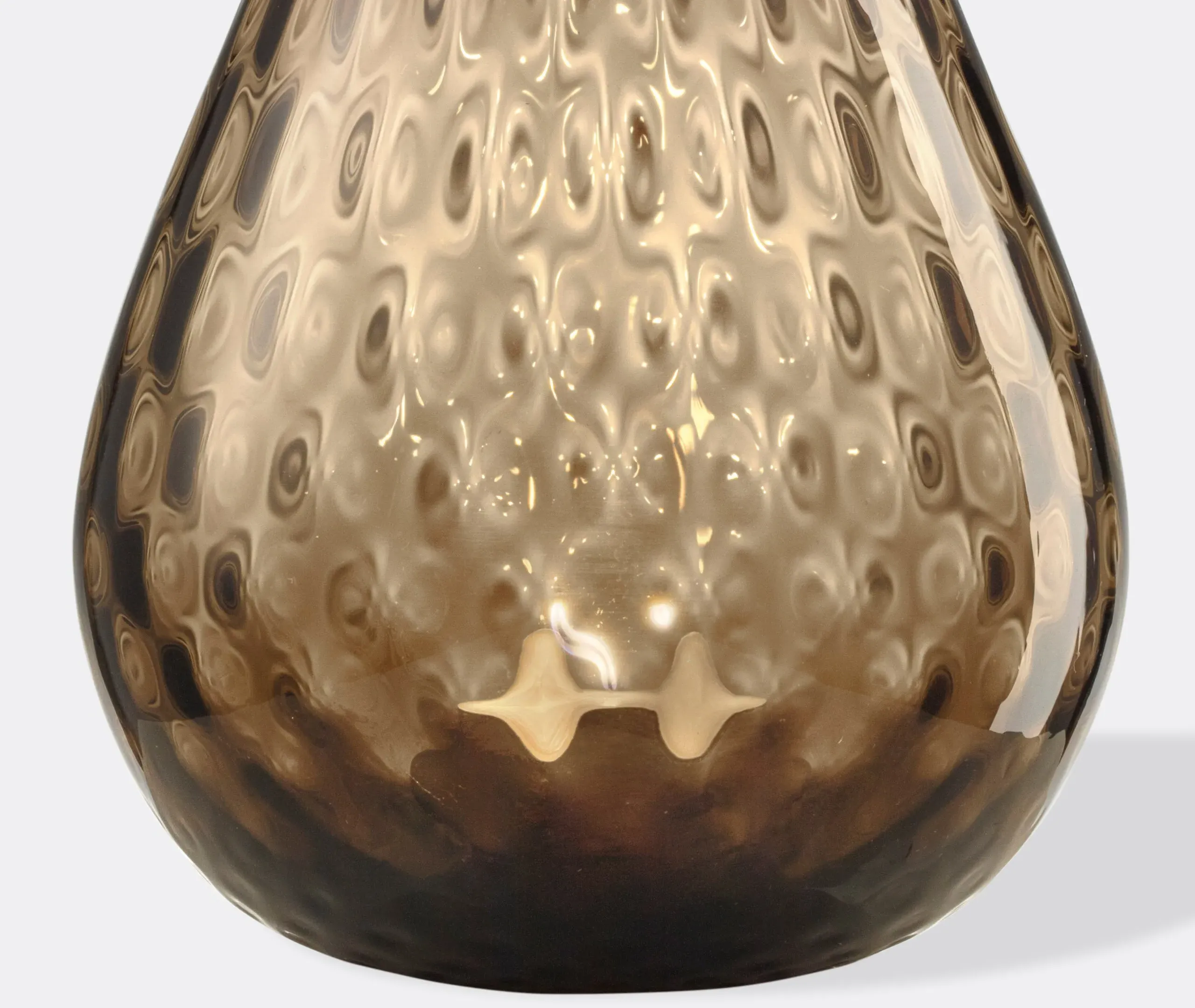 Medium Candle Holder with Texture - Brown, Glass