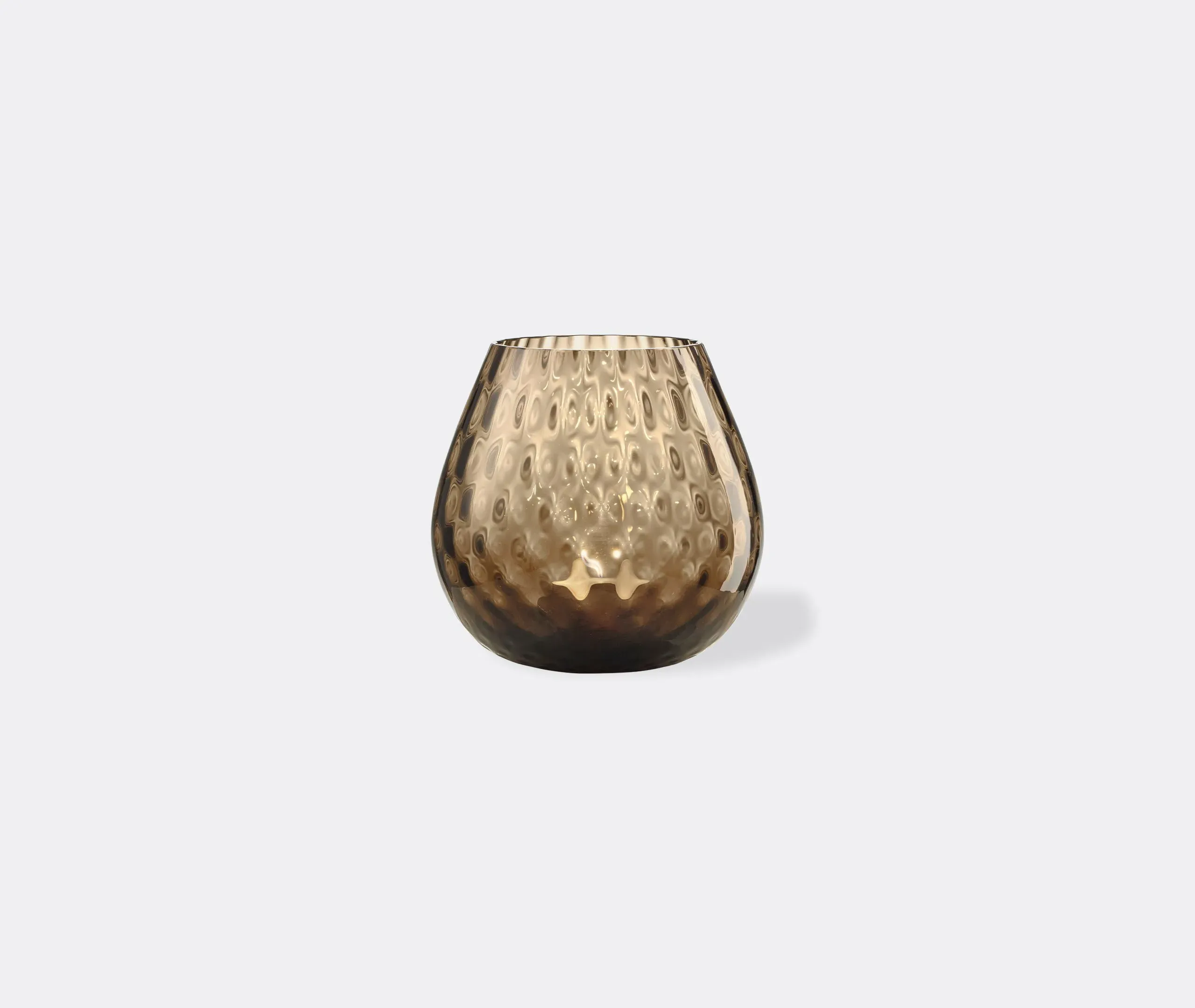 Medium Candle Holder with Texture - Brown, Glass