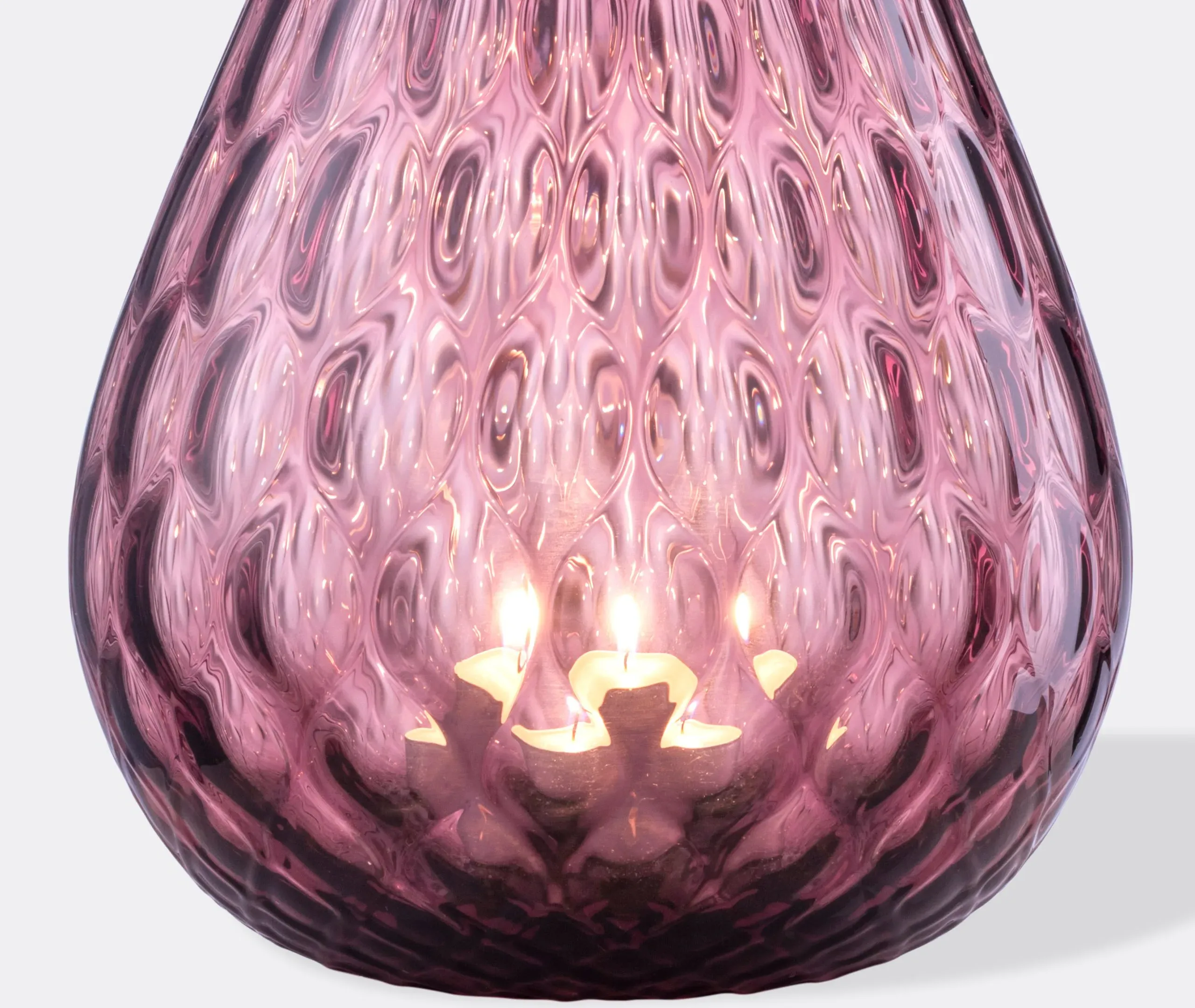 Medium Candle Holder with Texture - Purple, Glass
