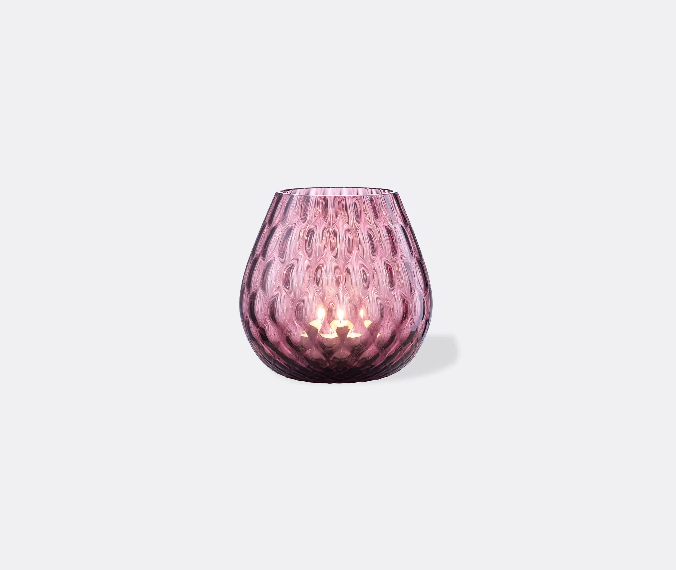 Medium Candle Holder with Texture - Purple, Glass