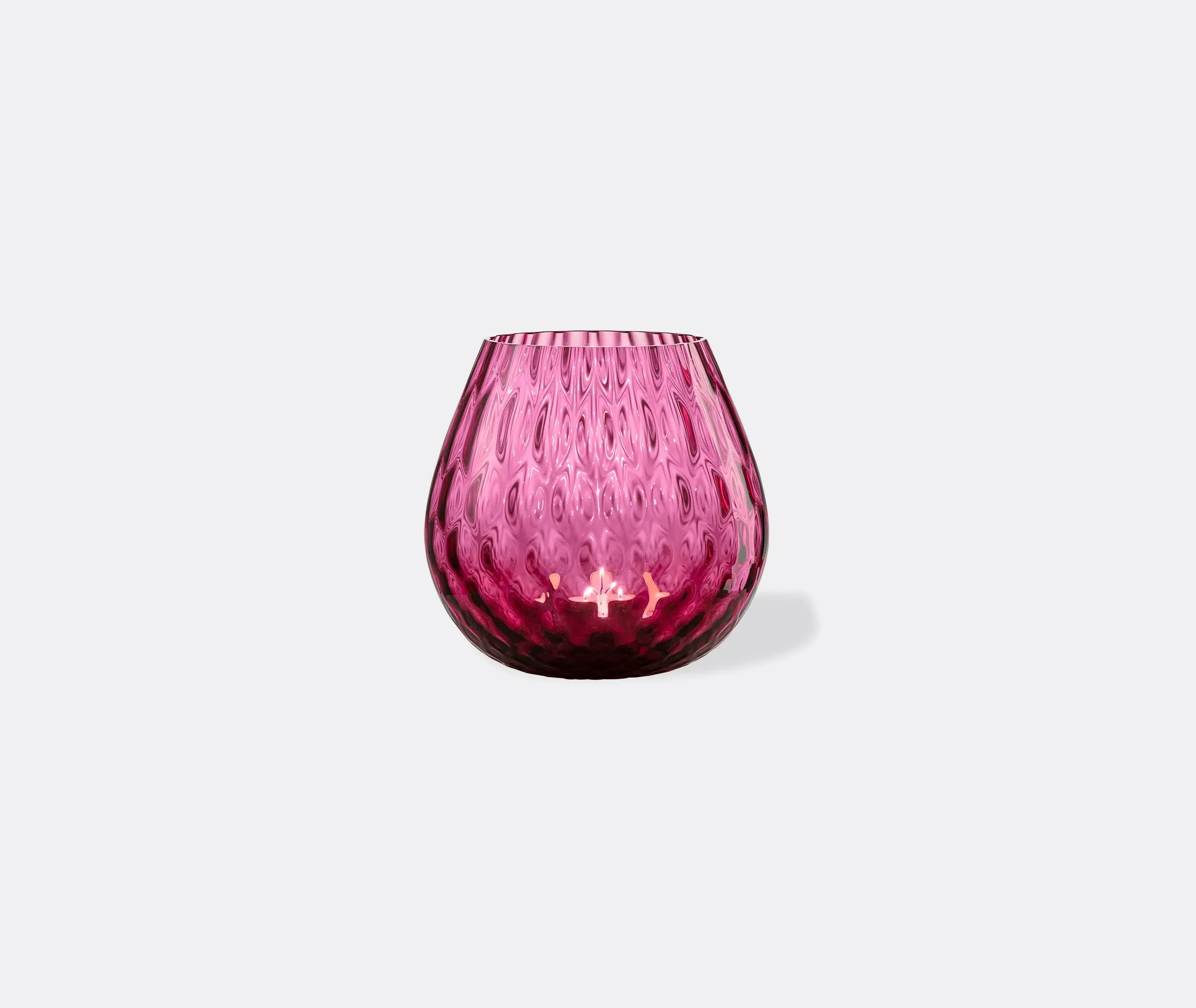 Medium Candle Holder with Texture - Red, Glass