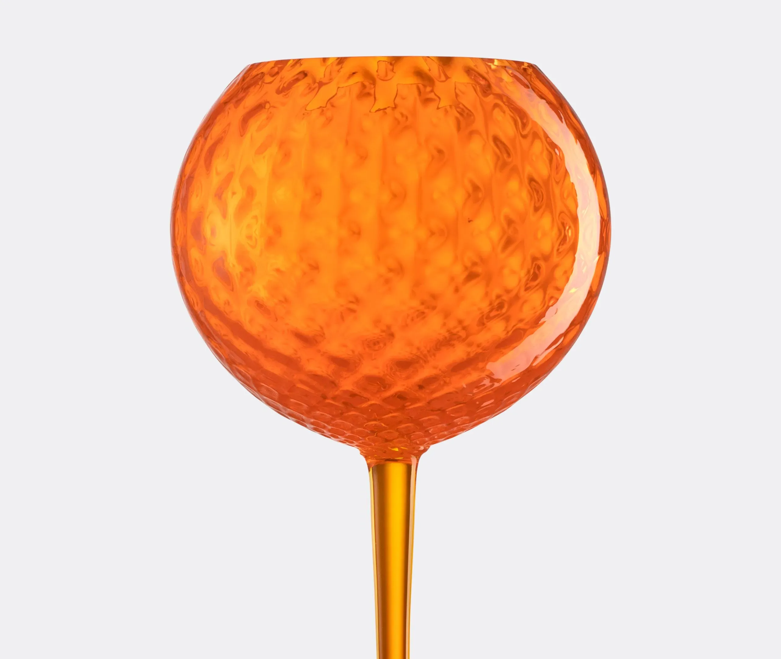 Red Wine Glass with Textured Bowl - Orange, Glass