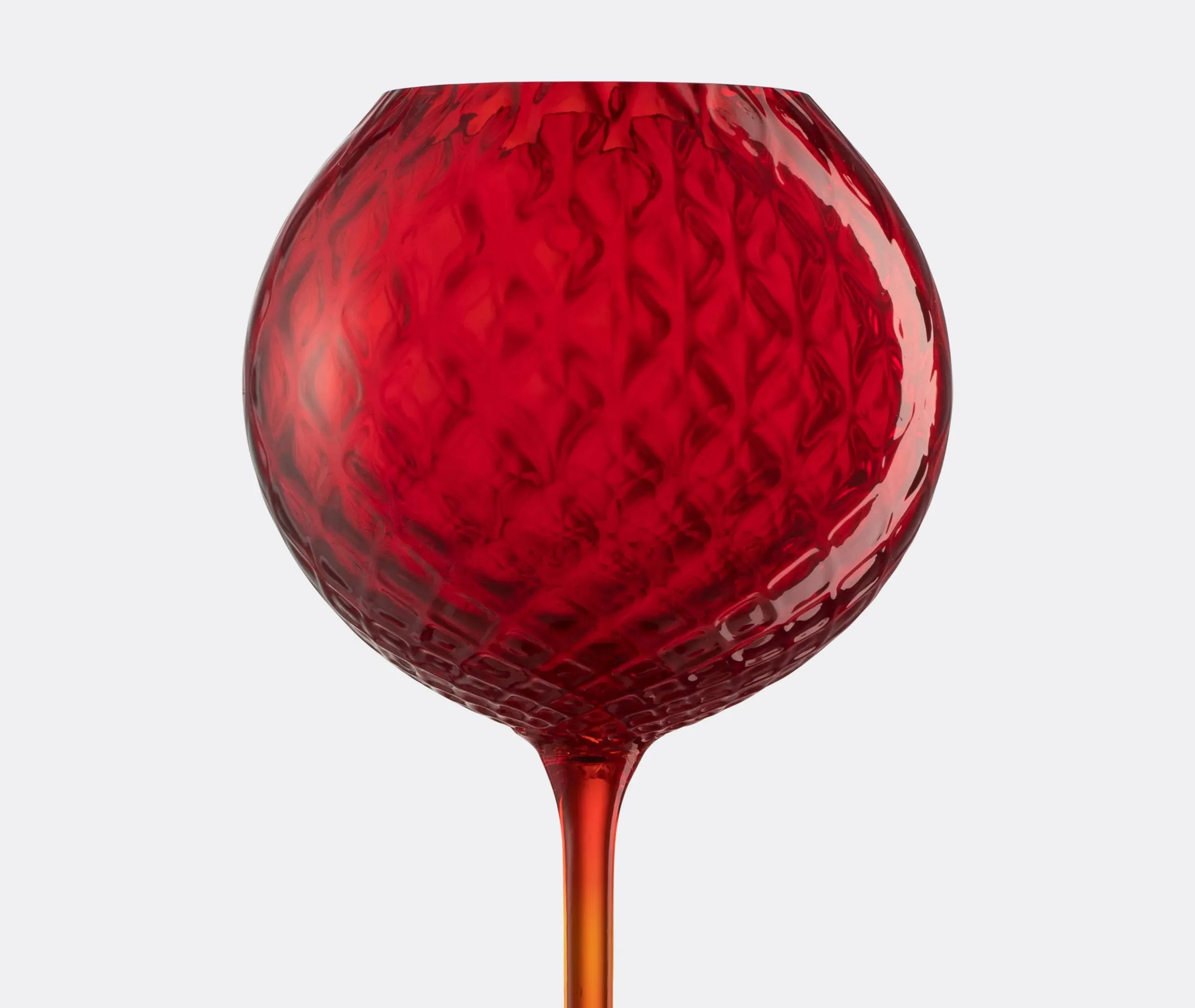 Red Wine Glass with Textured Bowl - Red, Glass