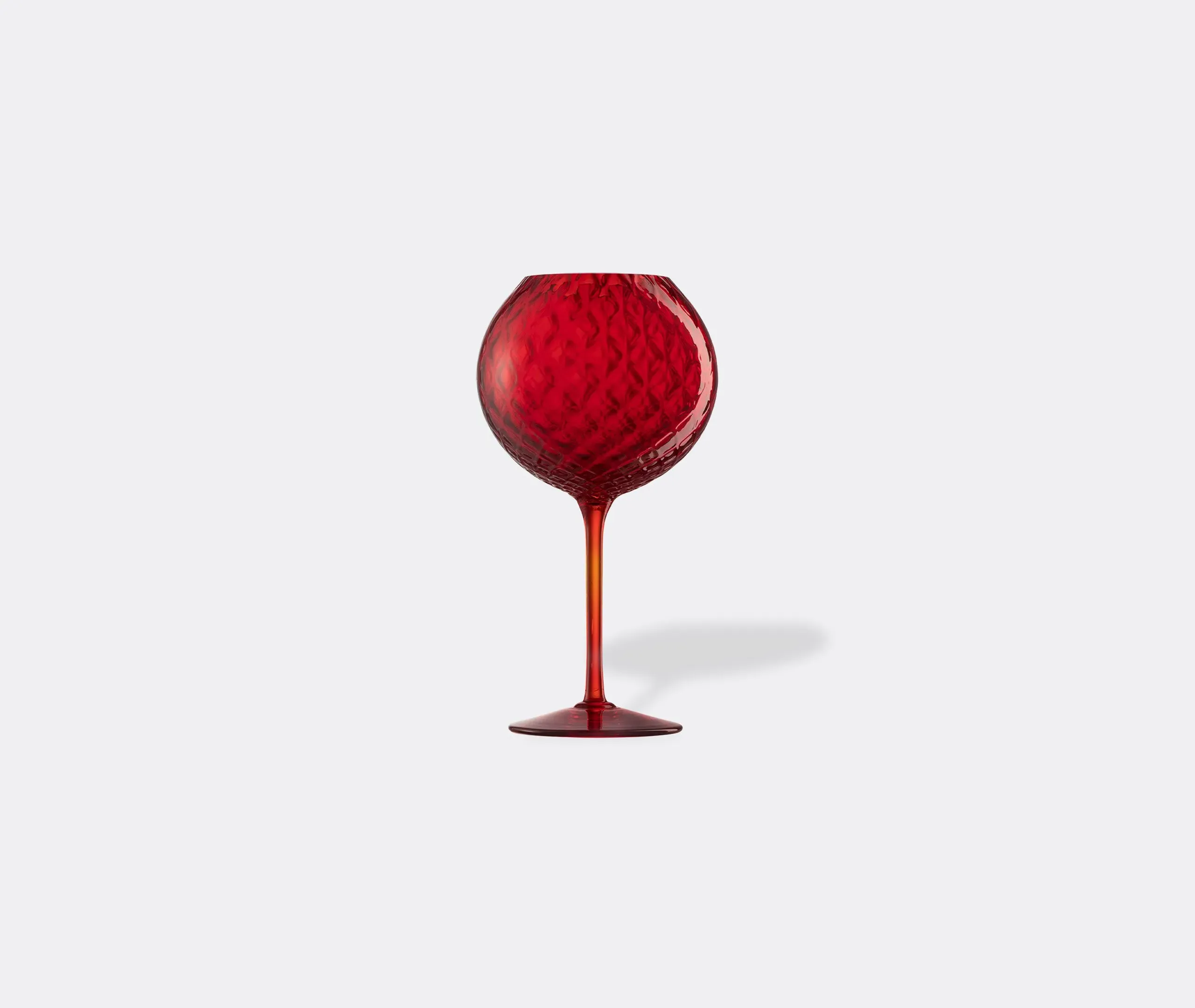 Red Wine Glass with Textured Bowl - Red, Glass